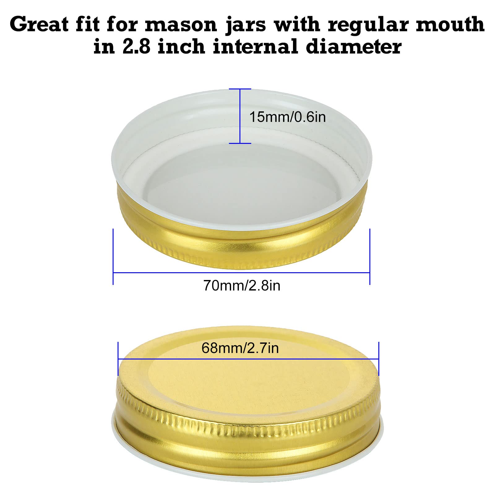 Zoeyes 50 Pcs Regular Mouth Mason Canning Jar Lids, Reusable Metal Lids For Mason Jar, Leak Proof Secure Mason Storage Covers Ca