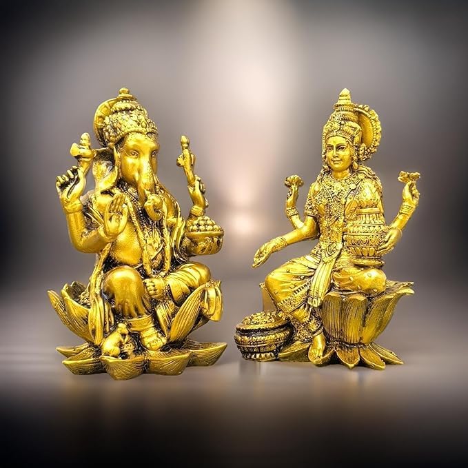 The Himalayan River Laxmi Ganesh Set Idol Showpiece Lakshmi Ganesha Idol, Laxmi Ganesh Statue Showpiece Figurine, Home Office Pu