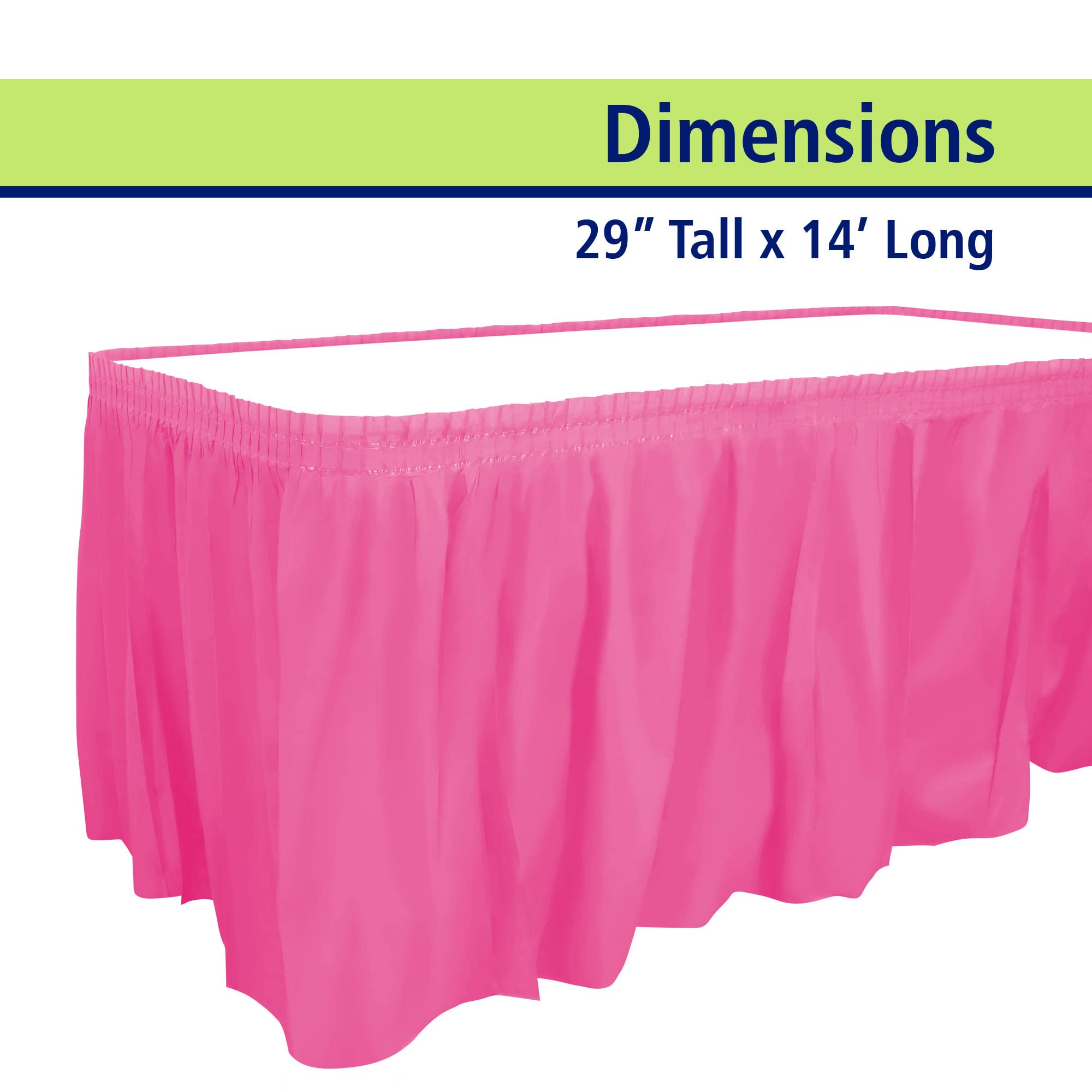 Party Dimensions Plastic Table Skirt, 29-Inches By 14-Feet - Hot Pink - 1 Pack