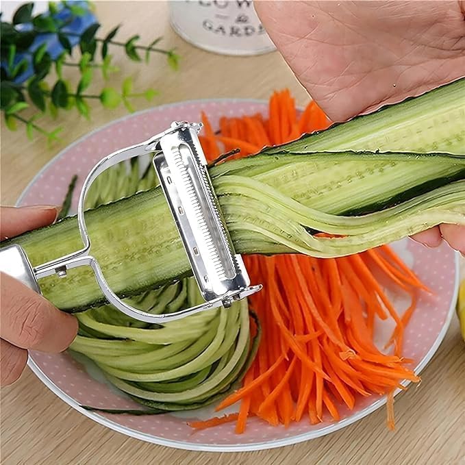 Ganraj 2 In 1 Peeler Julienne For Salad, Potato Peeler, Vegetable Slicer, MultiFunctional, Fruit Slicer, Adjustable Veggie Shre