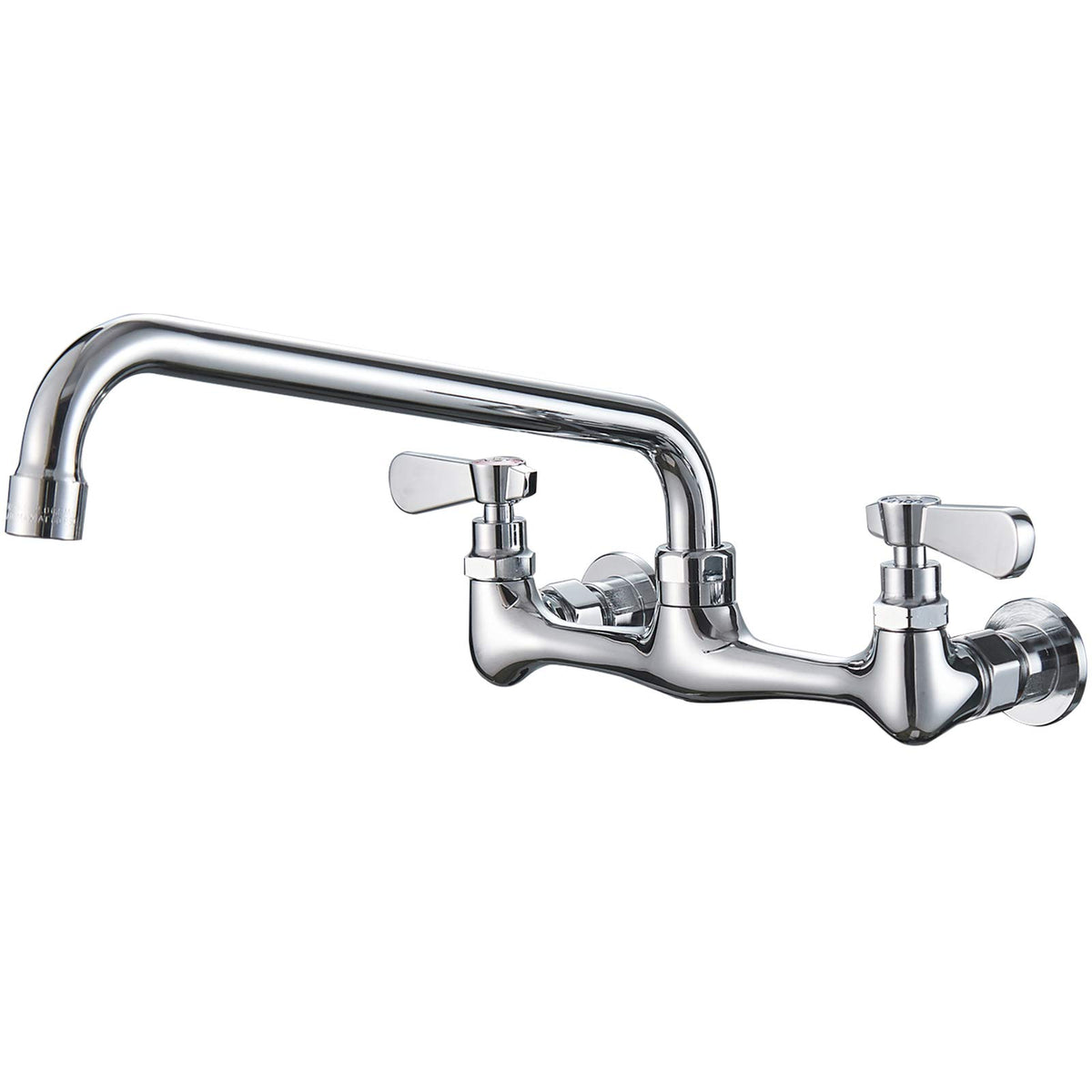 Kitchen Faucet Wall Mount With 12 Inch Swivel Spout 8'' Center Commercial Sink 2-Handle No Lead Faucet Mixer Tap Polish Chrome