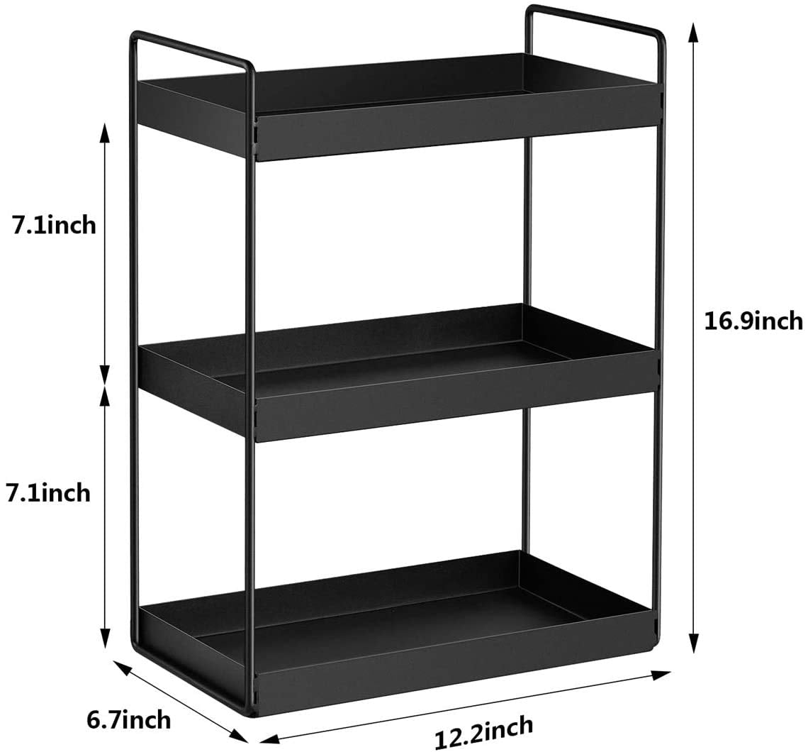 shiok decor 3-Tier Standing Rack, bathroom Countertop Storage Shelf Organizer,spice storage organizer black make in india