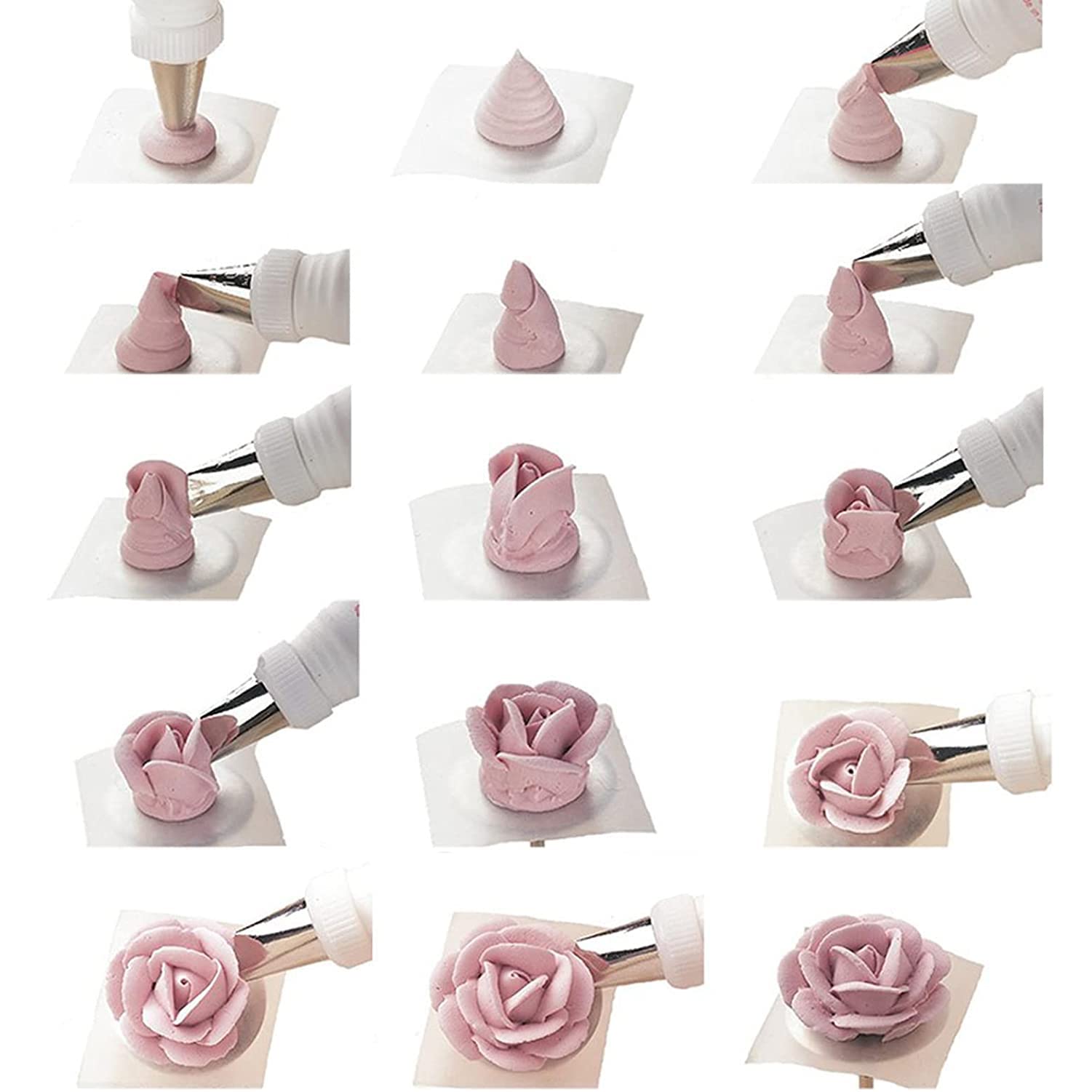 Rose Piping Tips,Petal Ruffle Decorating Tips Set Flower Pastry Tips Icing Frosting Tips Baking Tools Stainless Steel Cake Decor