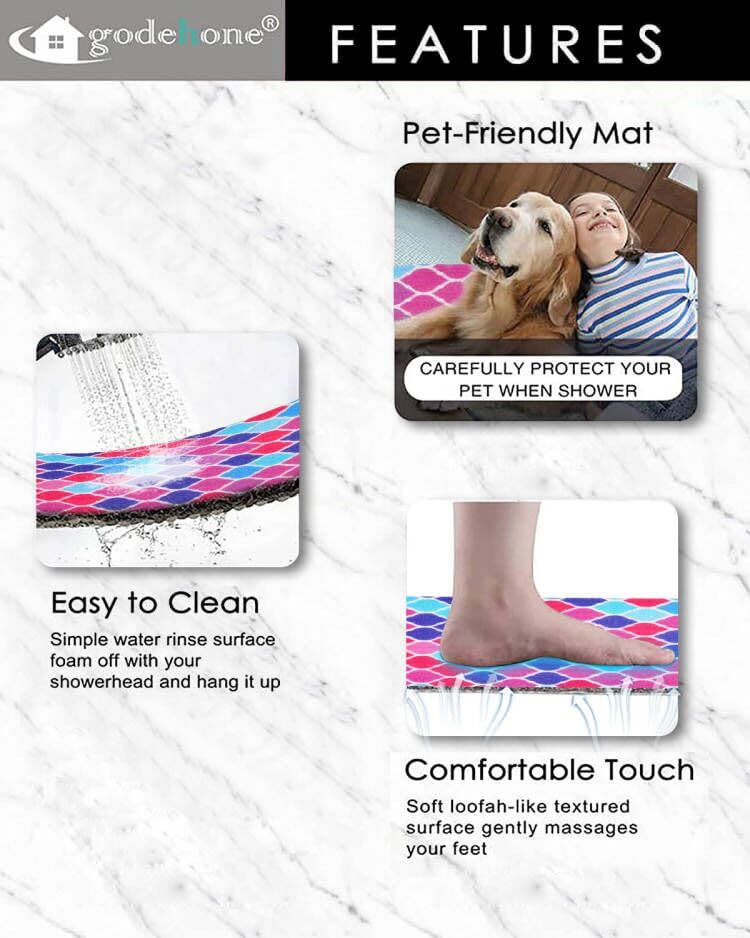 Non Slip Bathtub Mat, 15.7  36 Inch, With Drainage Holes, Pvc Loofah Massage Bathmat For Shower, Bathroom, Wet Areas, Quick Dryi