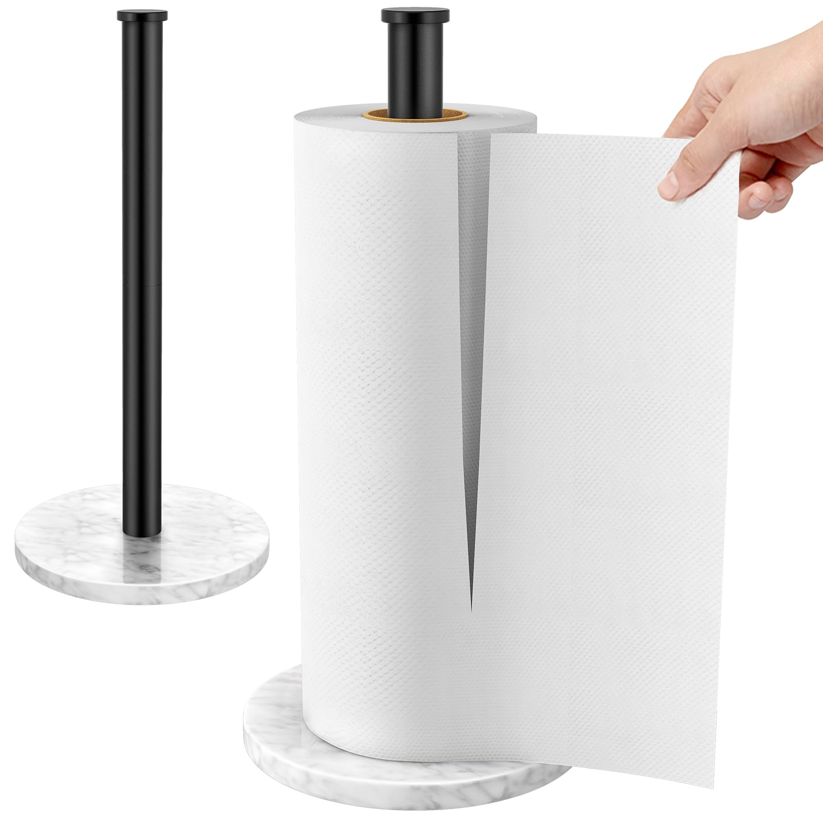 Paper Towel Holder Countertop, Jesginboo Kitchen Paper Towel Holder Stand With Natural Marble Base For Standard And Large Size R