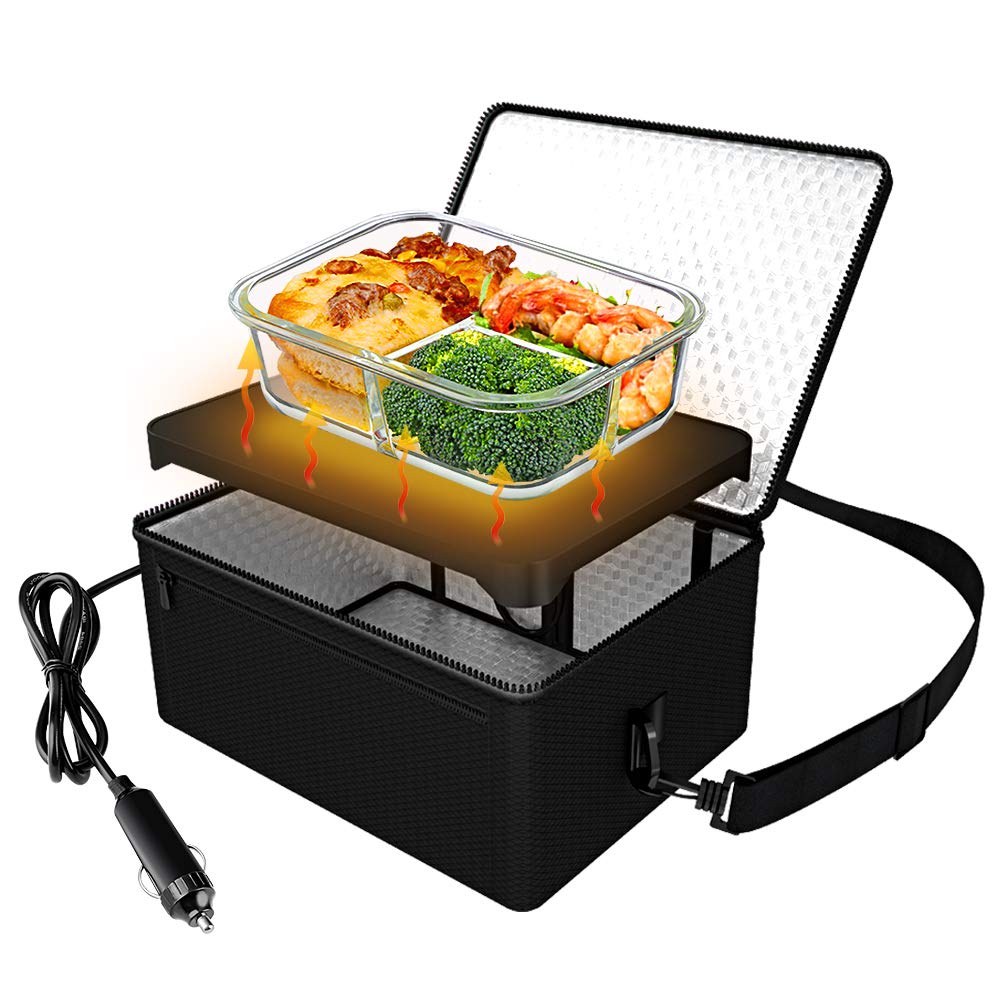 Portable Oven, 12V Car Food Warmer Portable Personal Mini Oven Electric Heated Lunch Box For Meals Reheating & Raw Food Cooking