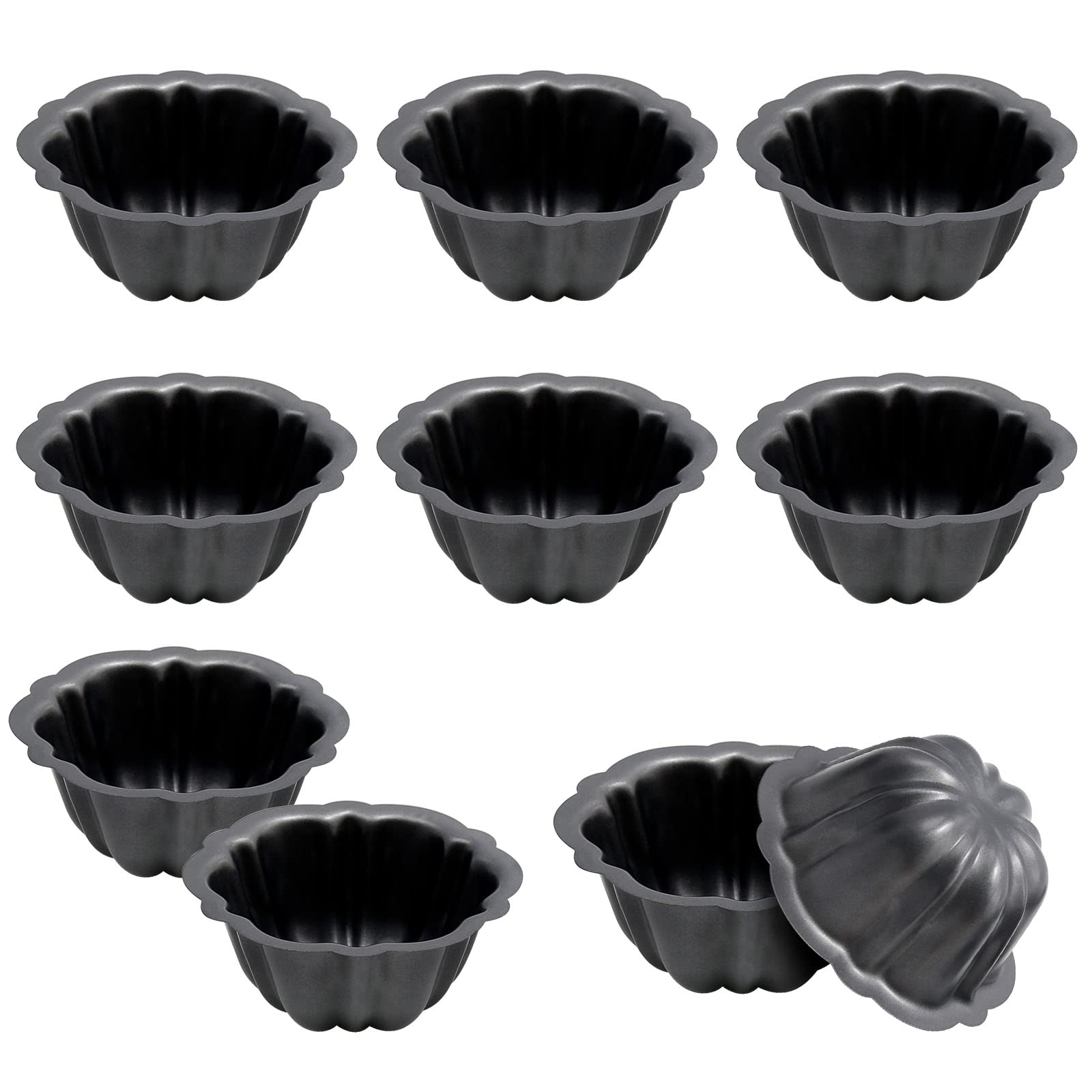 Lidscura 10 Pcs Bundt Cake Pan For Baking, 5.90X5.90X3.93 Inch Nonstick Moldes Para Pasteles, Mini Jello Mold, Heavy Duty Carbon
