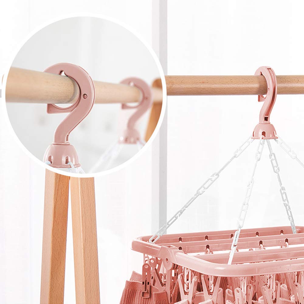 alladaga clothes Drying Hanger with 32 clips and Drip Foldable Hanging Rack (Light Pink)