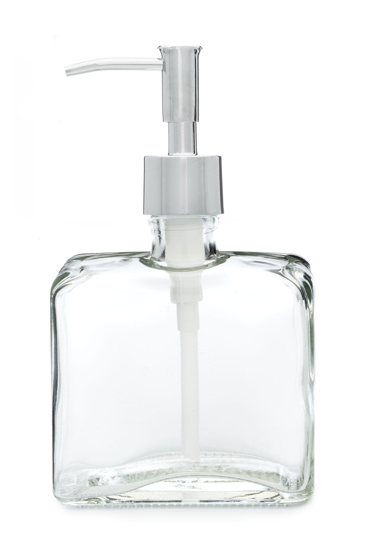 Rail19 Urban Square Recycled Glass Soap Dispenser with Metal Pump, 8.5oz (Chrome Rustic)