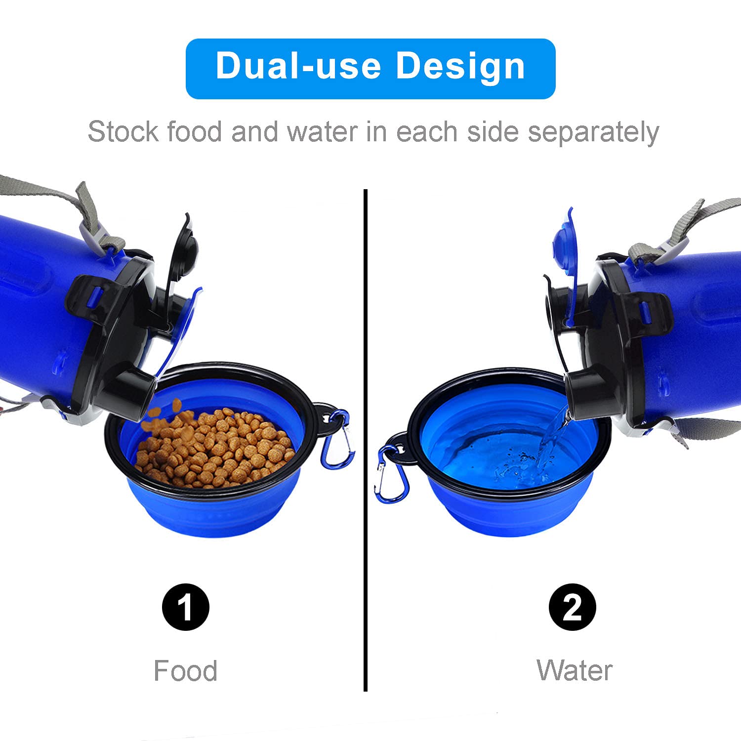 Dog Travel Water Bottle Collapsible Bowls, 2 In 1 Pet Food Container With Collapse Bowls, Outdoor Portable Water Bowls For Walki