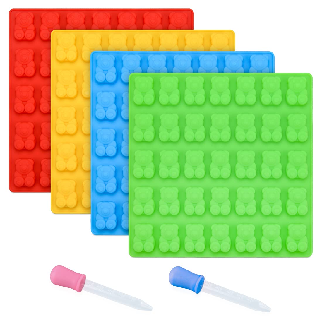 CAKETIME Gummy Bear Molds Candy Molds - 1 Gummy Molds Bear Large Chocolate Molds Silicone 4 Pack LFGB Pinch Test Approved Best F