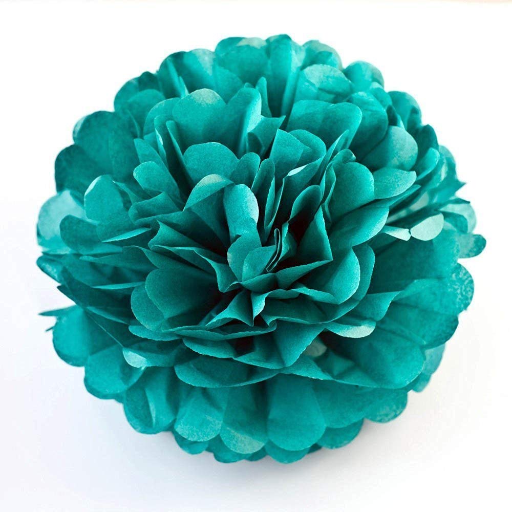 12Pcs Tissue Paper Pom Poms - Teal Grey Black Paper Flowers 8Inch 10Inch Tissue Paper Balls,Best For Baby Shower Decorations & 1