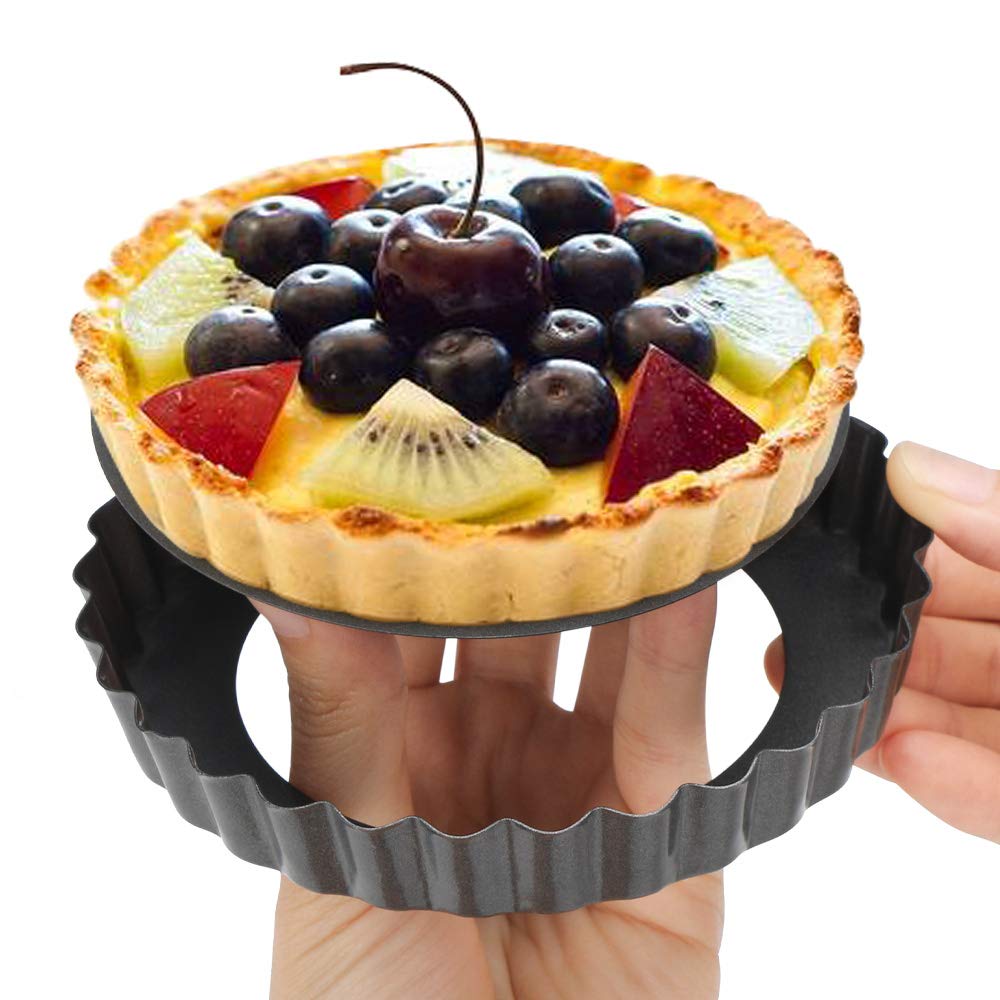Beasea 4 Inch Mini Quiche Pan Set of 6  Non-Stick Tart Pan with Removable Bottom Round Mini Pie Pans for Oven Baking  Quiche Cheese Cakes