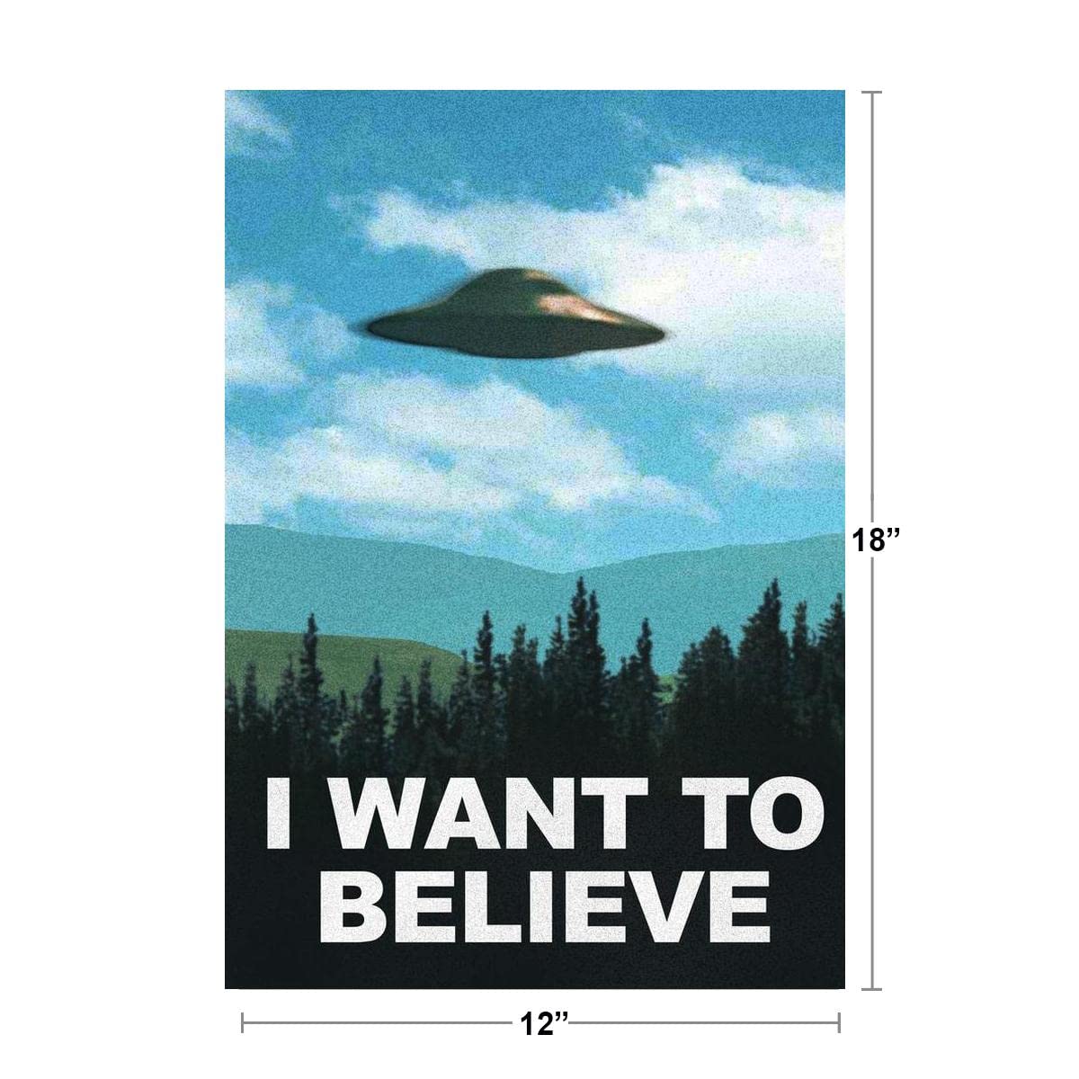 I Want To Believe Tv Show Ufo Flying In Sky Scifi Poster Vivid Color Blue Sky Aliens Tv Show Scary Horror Cool Wall Art Print Po