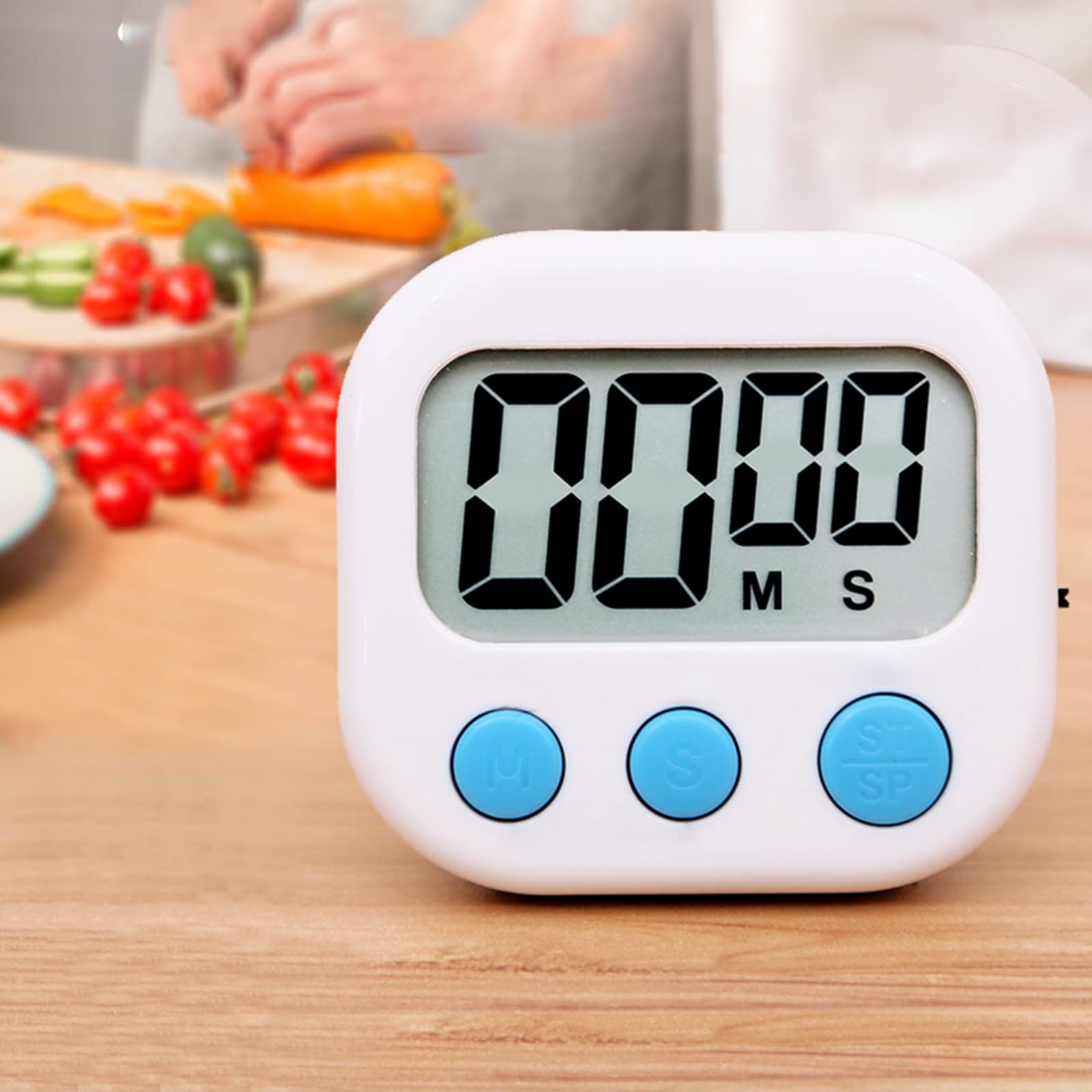 Wolpin Digital Kitchen Timer & Stopwatch, Countdown Large Digits, Loud Alarm, Magnetic Stand Round, For Cooking | Baking | Kids
