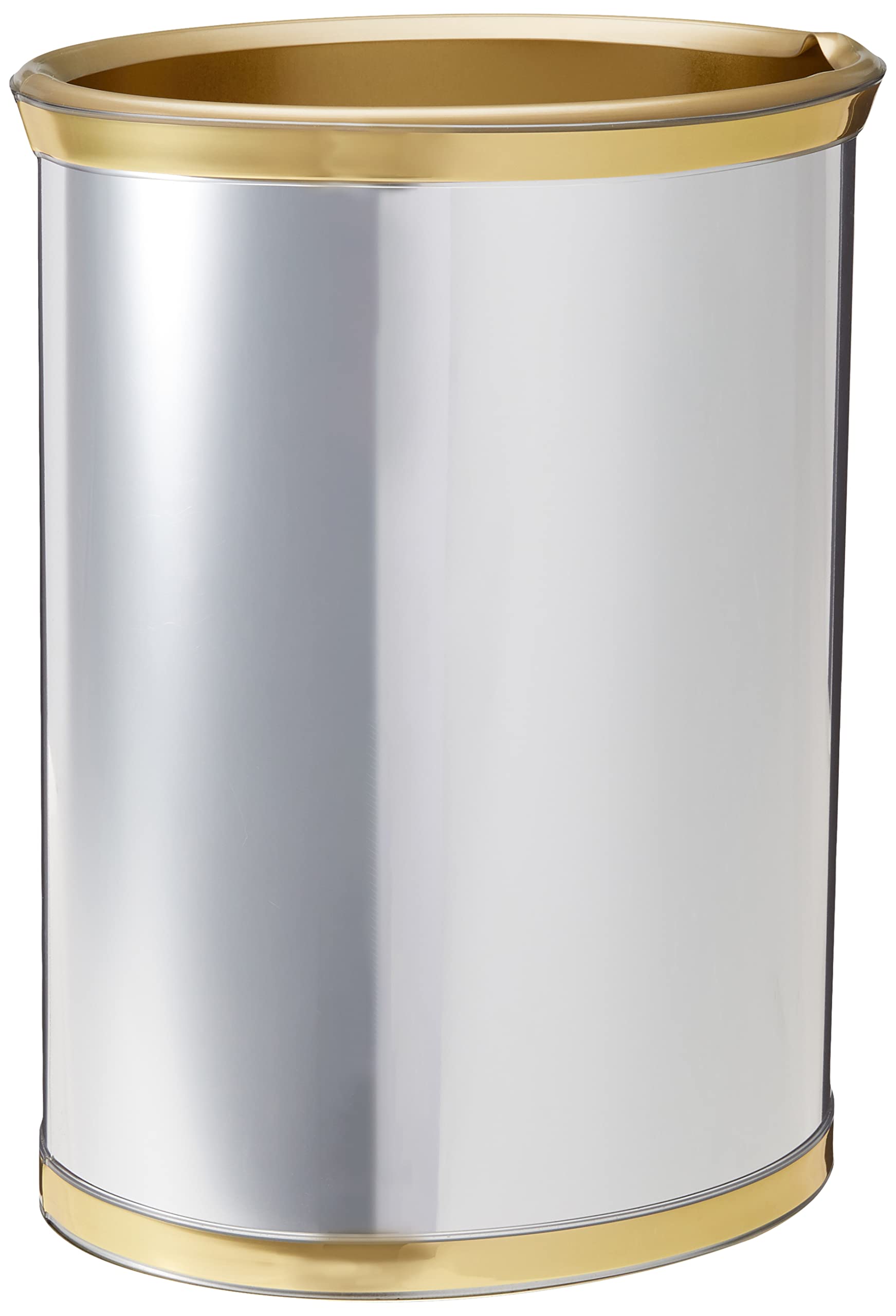 Mylar Polished Chrome & Brass 14 Inches Oval Waste Basket