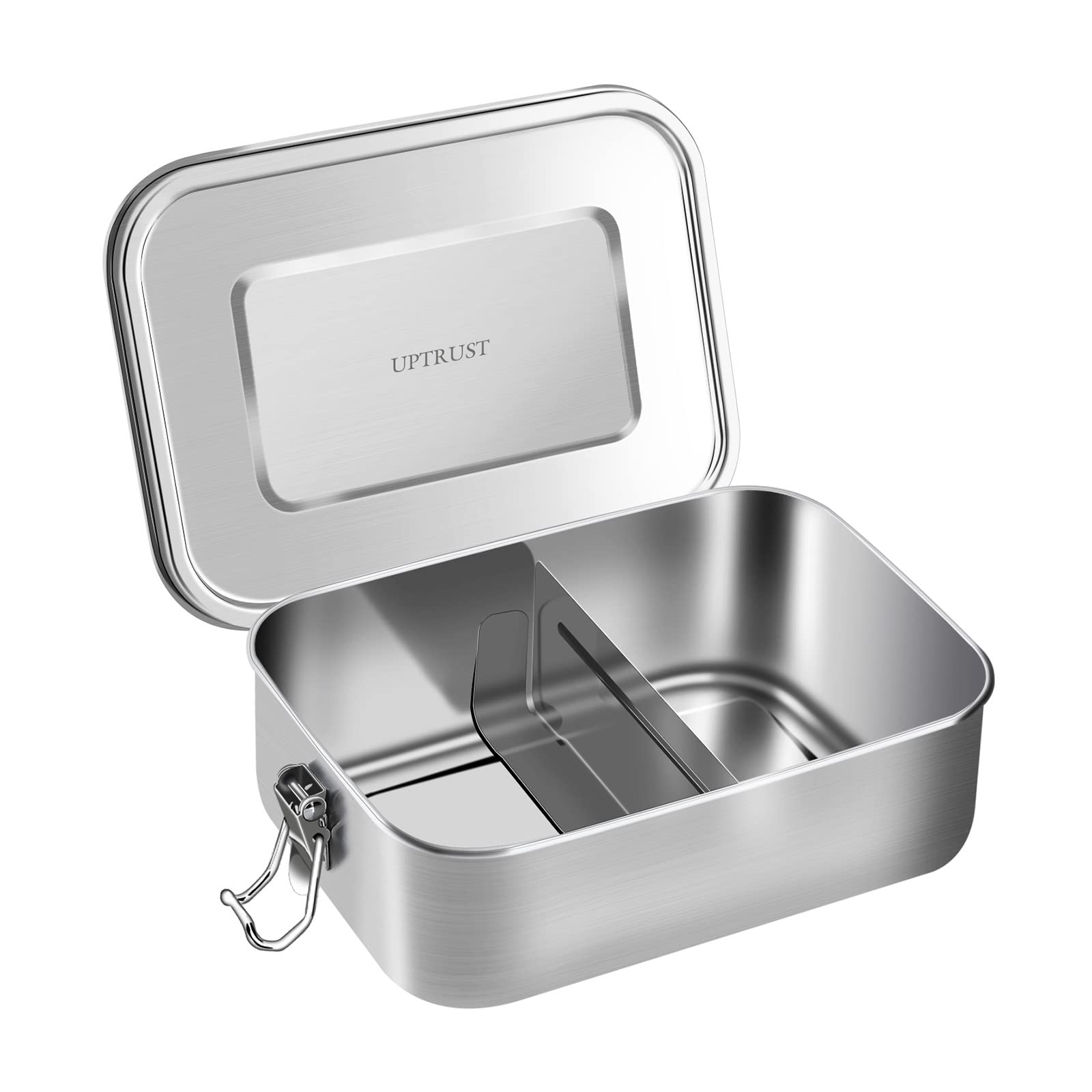 Uptrust Stainless Steel Lunch Food Container, 800Ml/27Oz, Bento Boxes Metal Lunch Box - Lockable Clips To Leak Proof- Adjustable