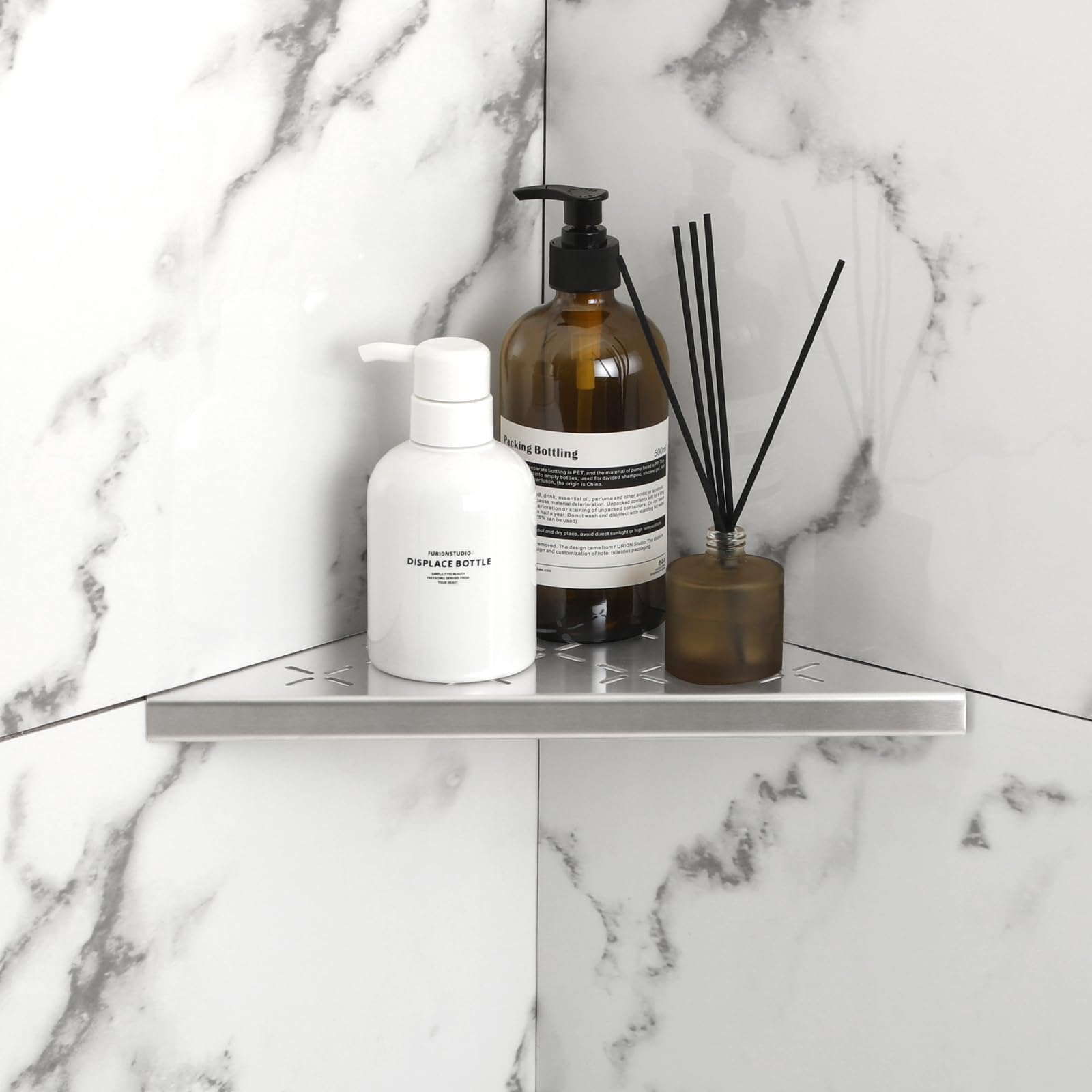 Xiarnotogi 10'' Corner Shower Shelf, 2-Pack Shower Shelves Sus304 Stainless Steel Bathroom Shelves For Tile Walls, Recessed Corn