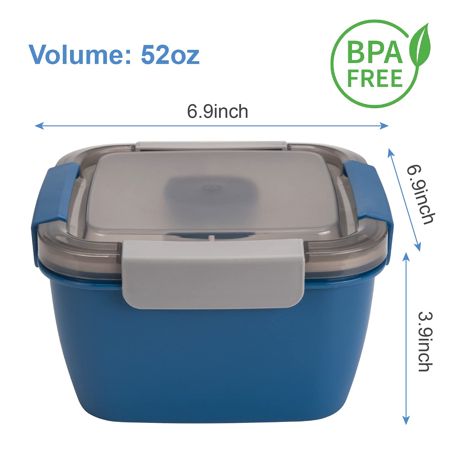 Freshmage Salad Lunch Container To Go, 52-Oz Salad Bowls With 3 Compartments, Salad Dressings Container For Salad Toppings, Snac