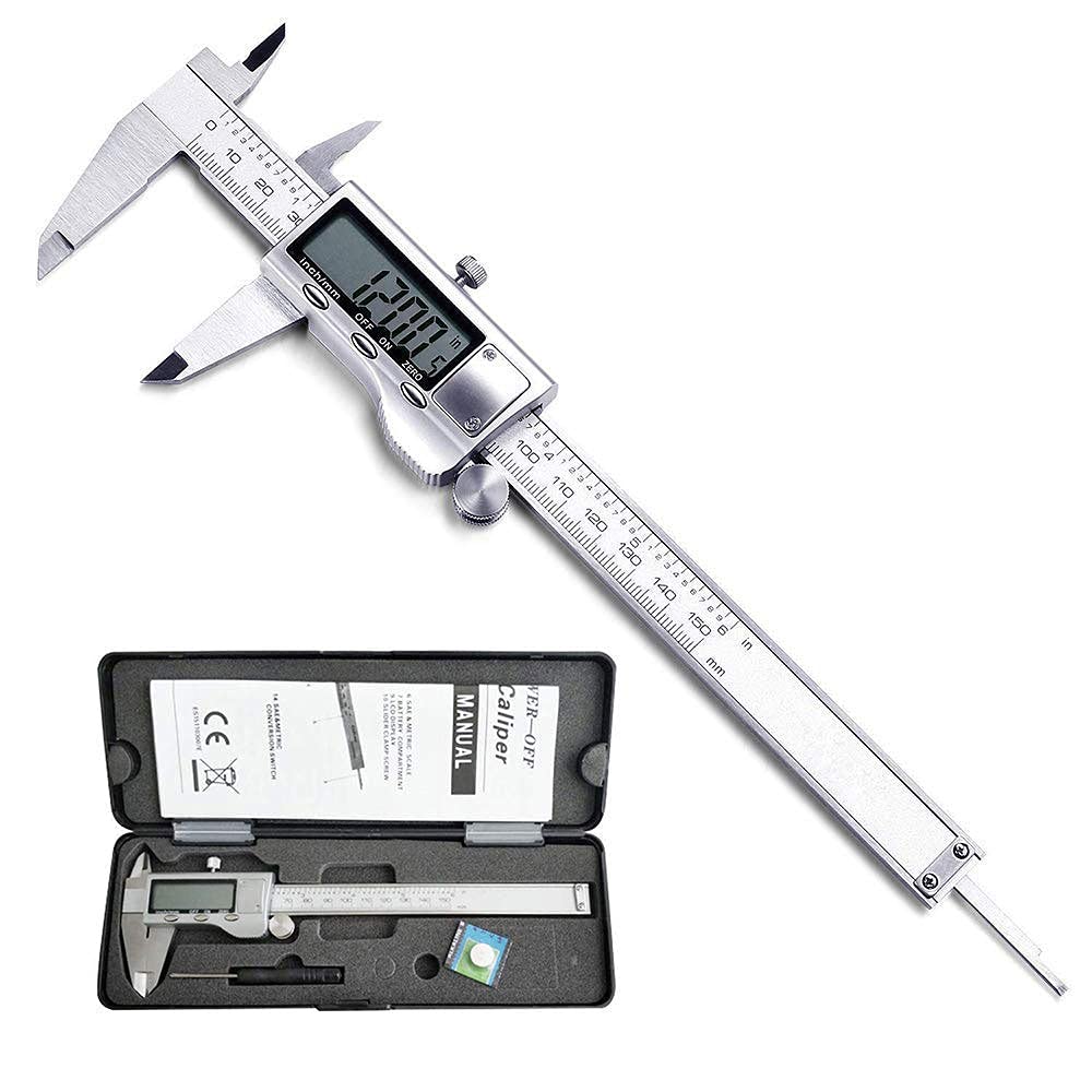 Digital Caliper, Caliper Measuring Tool With Stainless Steel, Electronic Micrometer Caliper With Large Lcd Screen, Auto-Off Feat