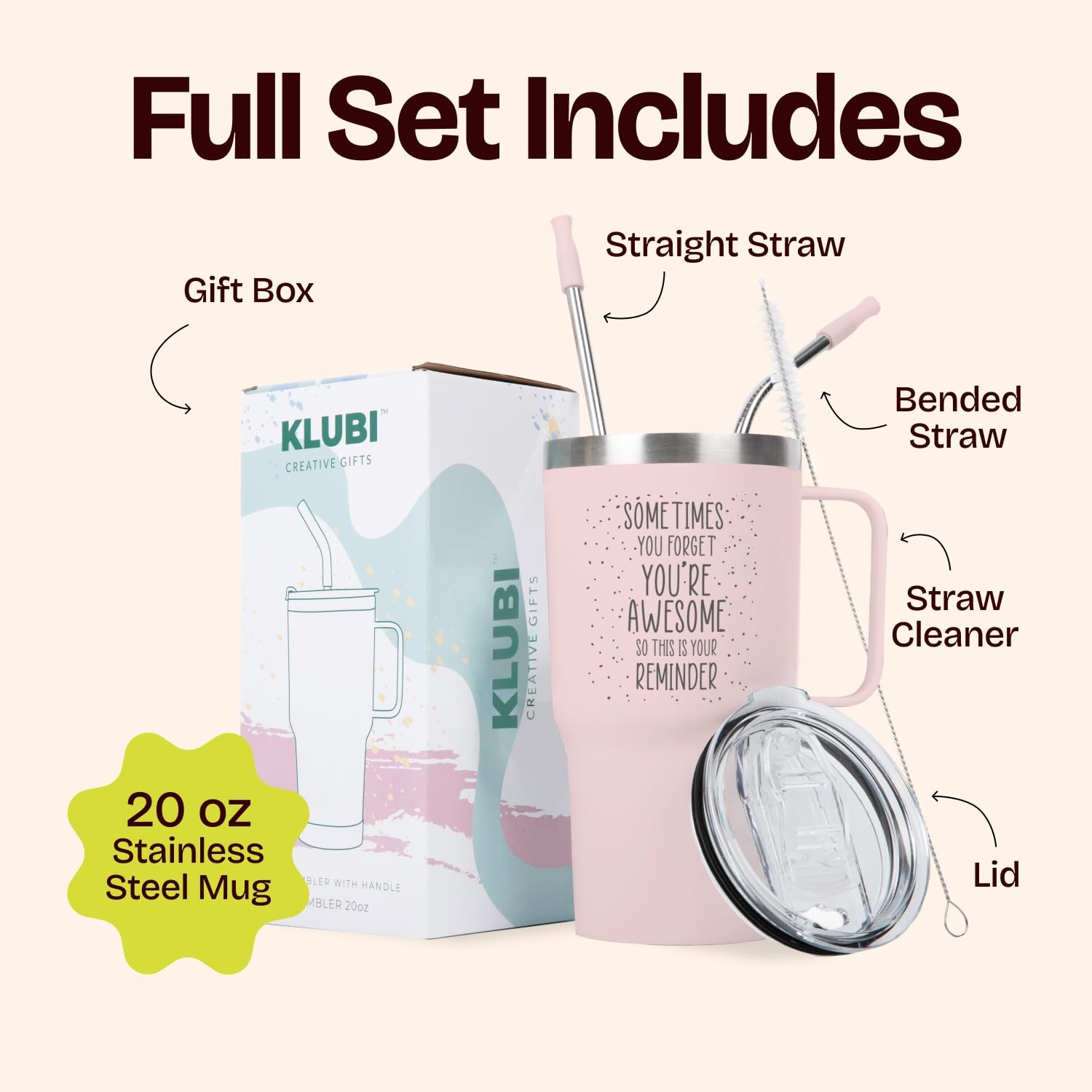 KLUBI Cute Pink Birthday Gifts for Women - Sometimes You Forget Your Awesome Gifts for Women Mothers Day Gifts for Her Gifts for