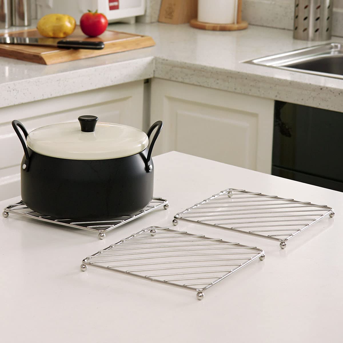 Stainless Steel Trivets For Hot Pots And Pans, Vidaya Luxury Metal Pot Holders -Multi-Use Great Heat Resistant Hot Pads For Kitc