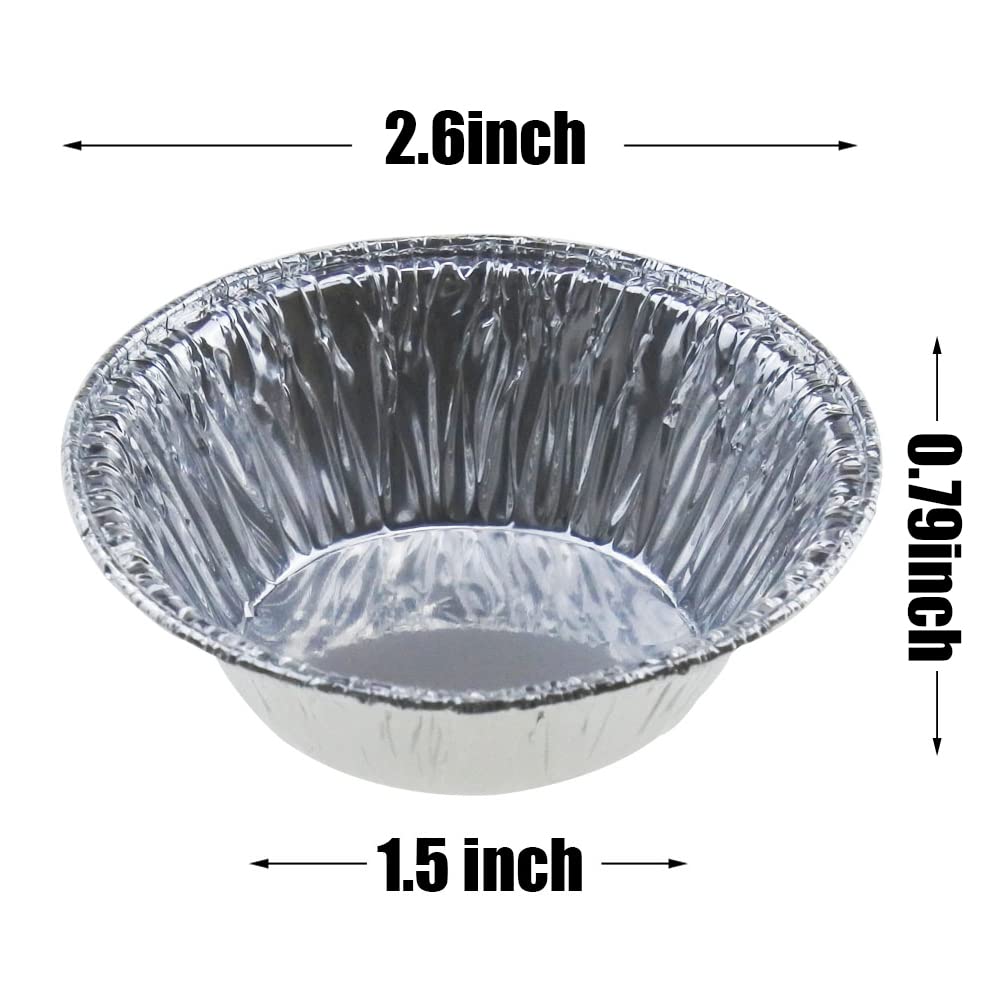 Jyongmer 200 Pieces 2.6 Inch Round Pie Tart Small Tin Foil Pans Disposable Aluminum Mini Pie Pans For Baking, Cooking Supplies