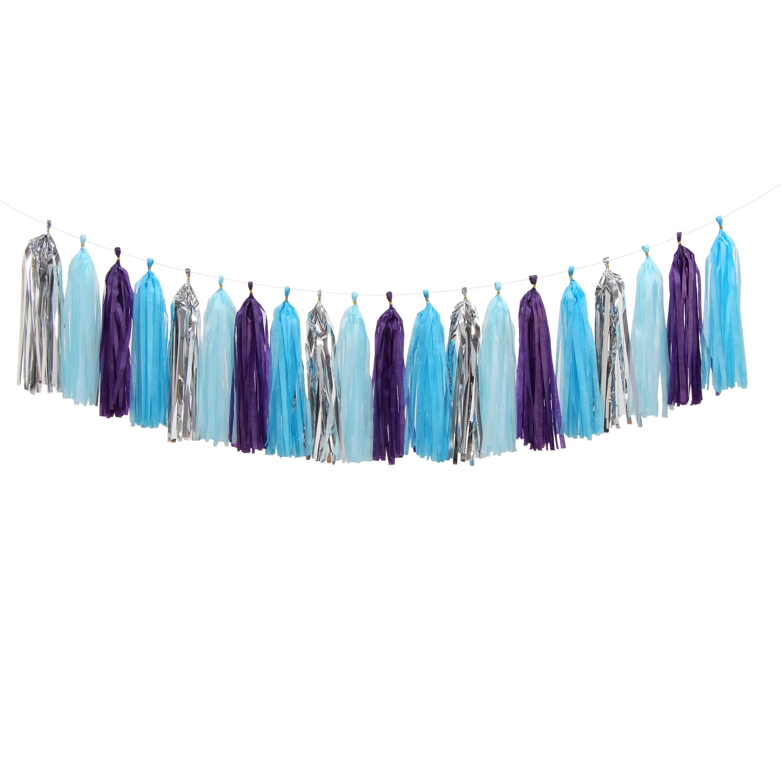 Purple-Blue Silver Frozen Party-Decorations Tassel-Garland -20pcs Winter Girl Birthday New Year Christmas Tassels Banner Streame