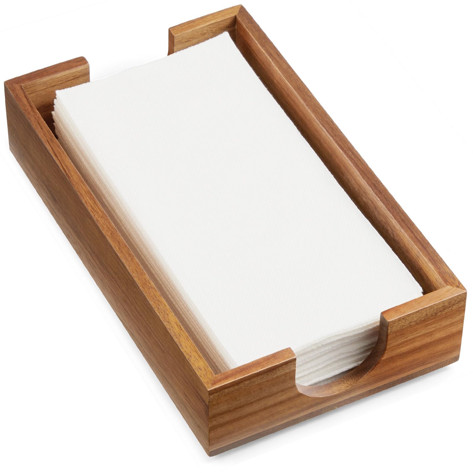 Napkin Holder for Bathroom, Acacia Wooden Guest Towel Holder Tray for Bathroom, Disposable Paper Hand Towel Holder for Bathroom 