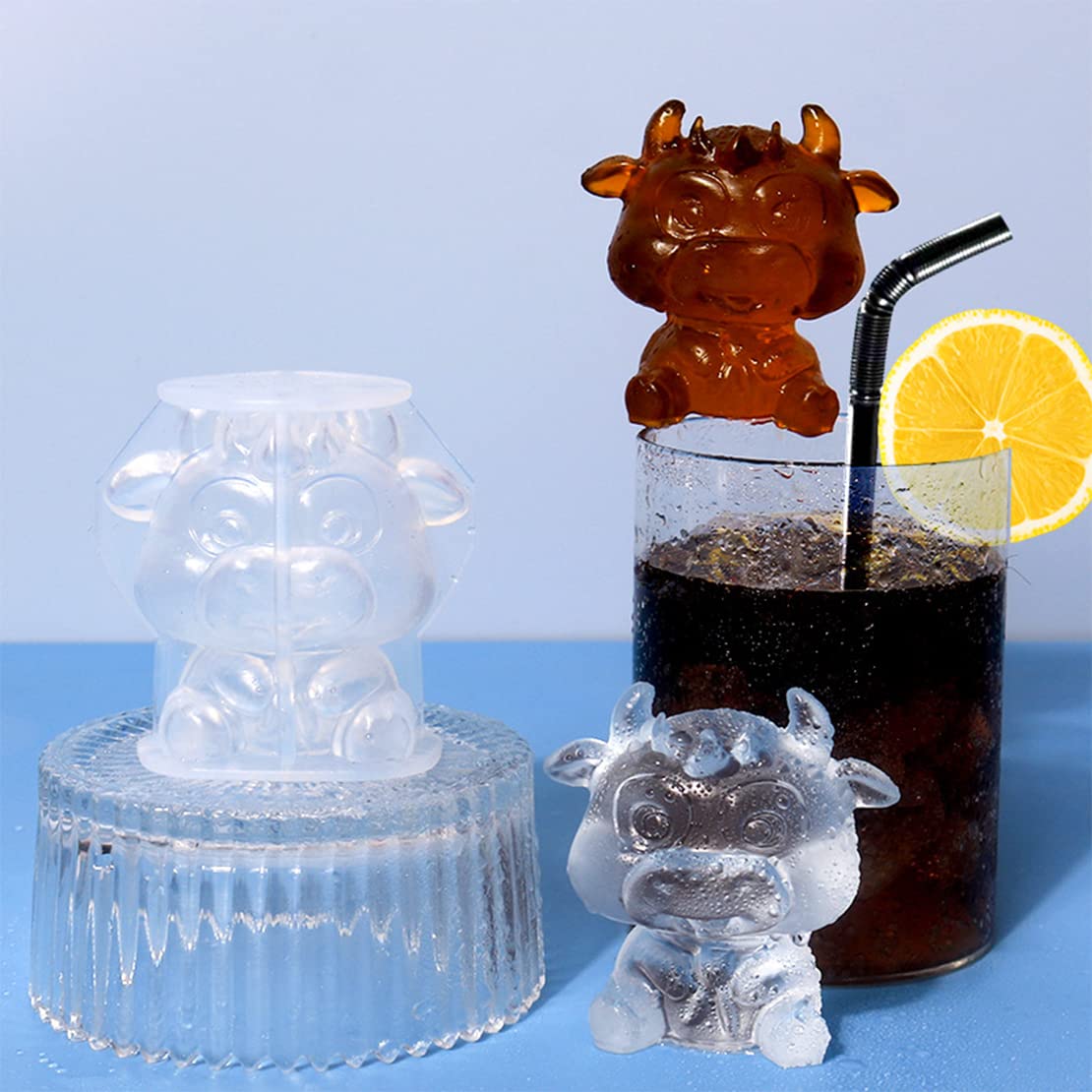 Deryarcle Cow Silicone Mold 3D Animal Resin Molds Cute Crystal Ornament Moulds Small Epoxy Resin Casting Mould For Home Desktop
