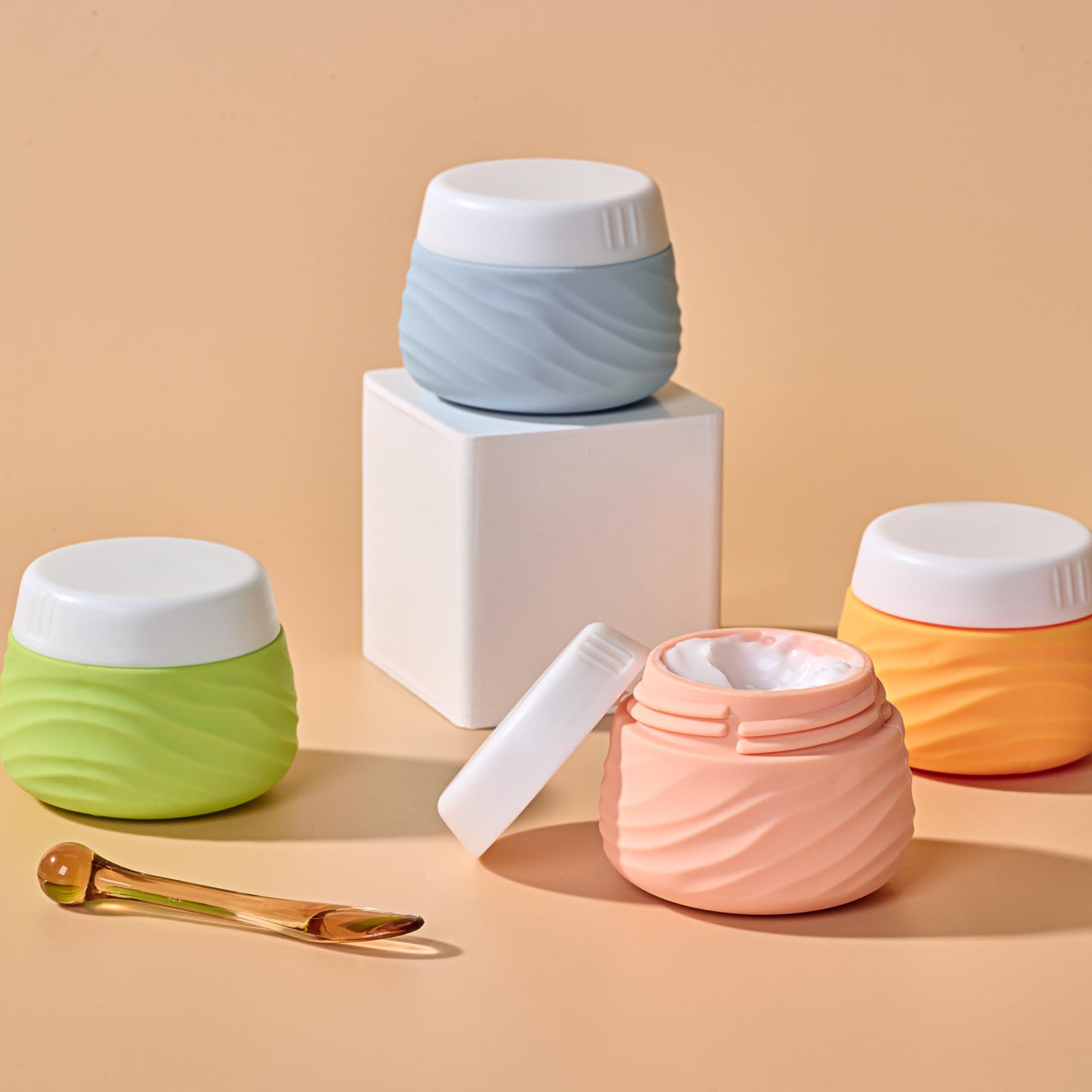 Travel Containers For Toiletries, Silicone Jar With Lid Eternal Moment, Tsa Approved Travel Size Bottles With Clear Bag, Leak-Pr