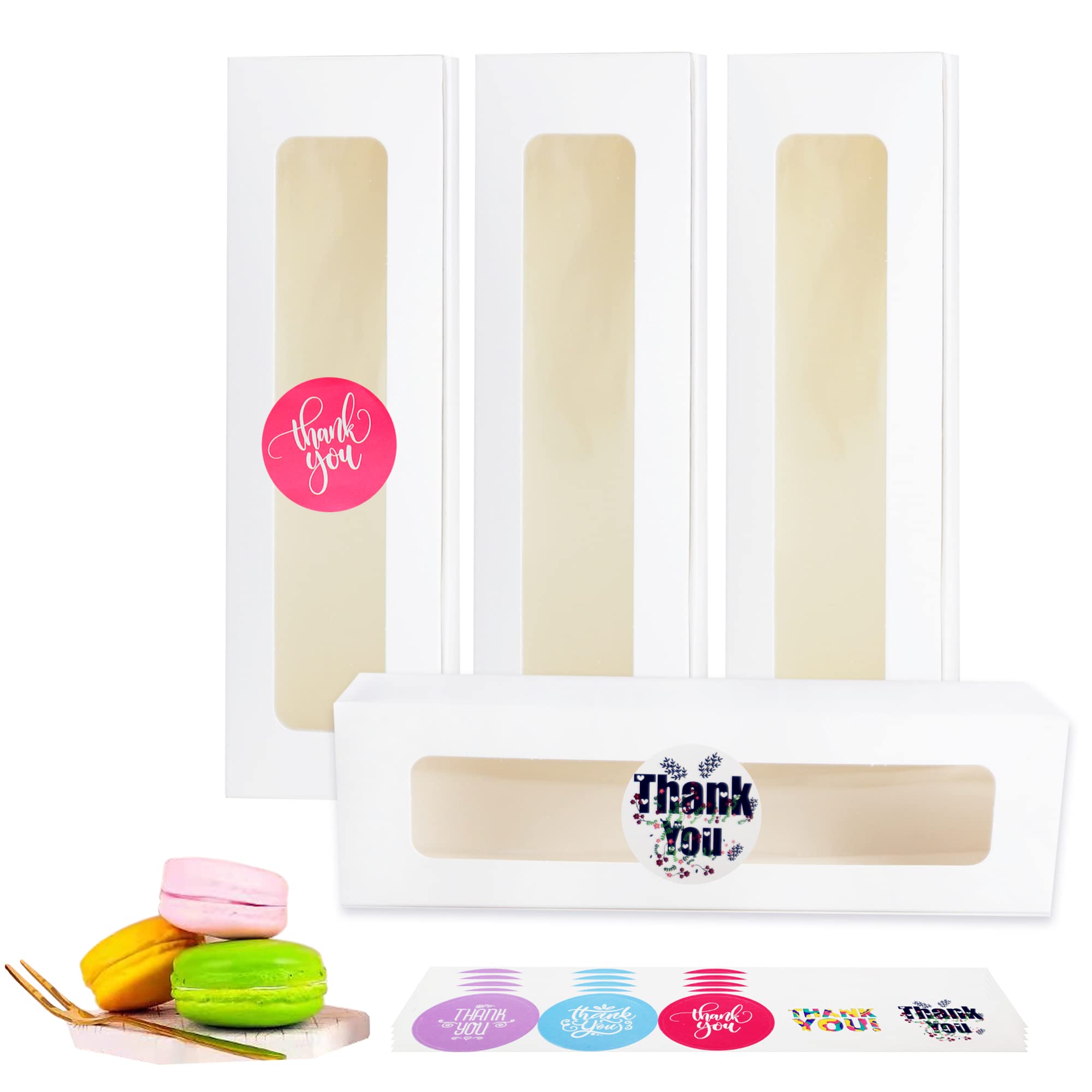 wraphay 30 Pack Macaron Boxes with Window White Pastry for 6 Bakery French Cocoa Truffle Wedding Gift Dessert Cookies Treat Deli