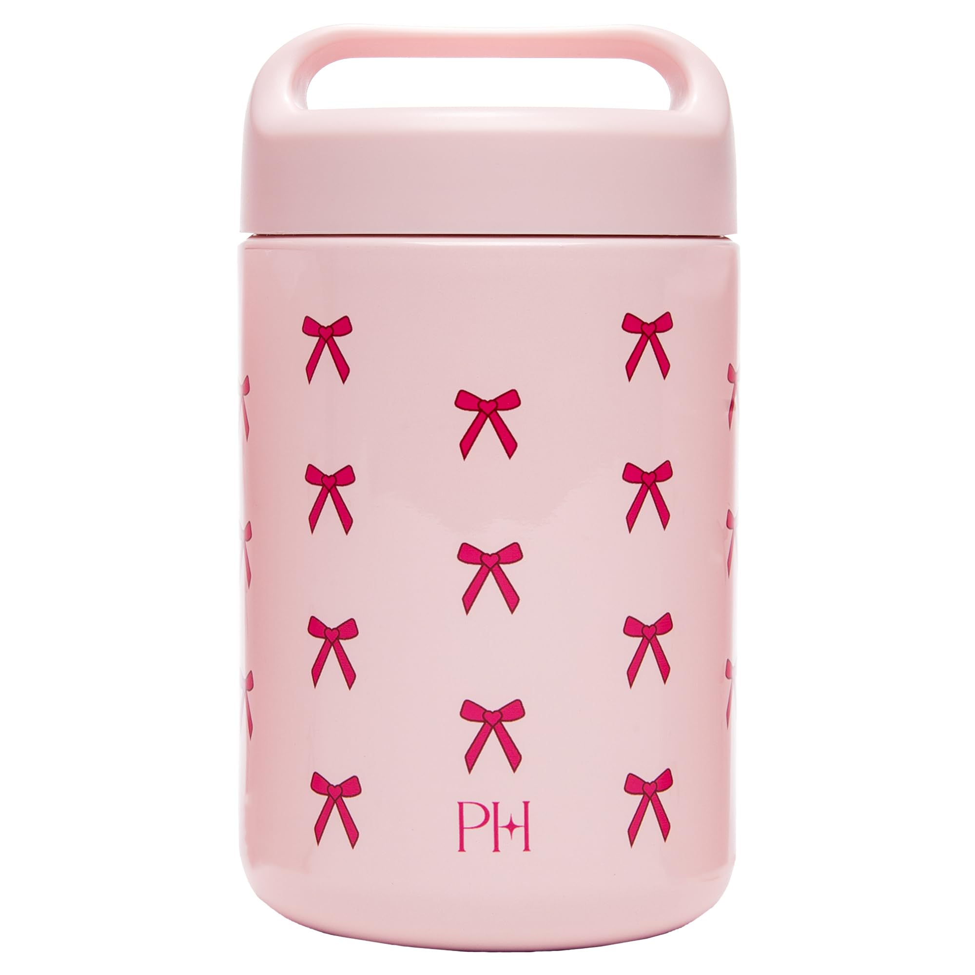 Paris Hilton Stainless Steel Food Jar, Double Wall Vacuum Sealed Insulated Food Storage Container with Carry Handle Lid, 16-Ounc