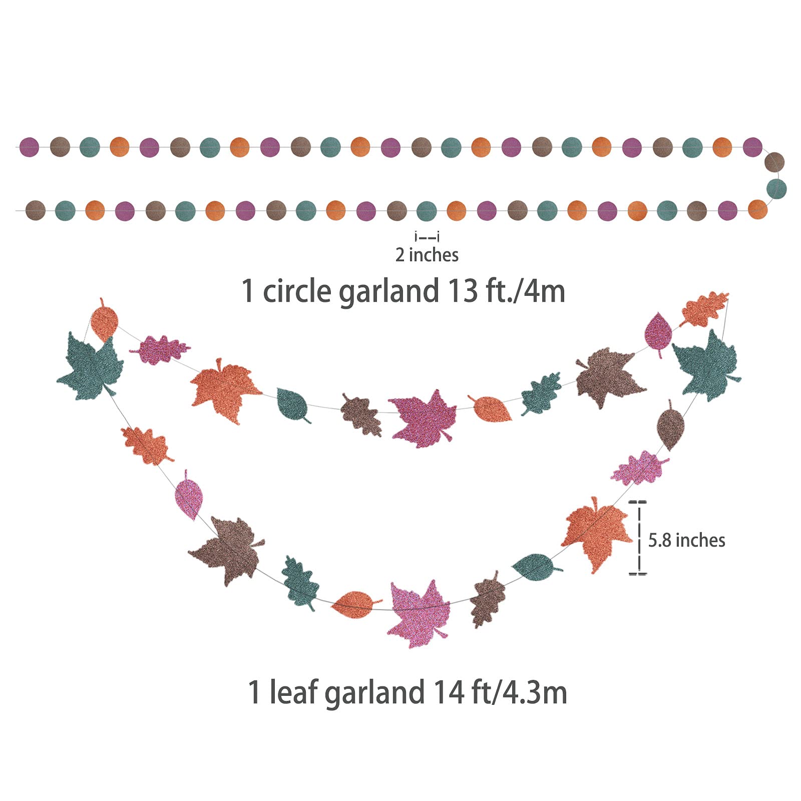 Fall Leaf Garlands Burt Orange Burgundy Emerald Wedding Decoration Birthday Party Thanks Giving Decor Autumn Hanging Maple Leaf Streamer Banner Backdrop Baby Shower Party Supplies