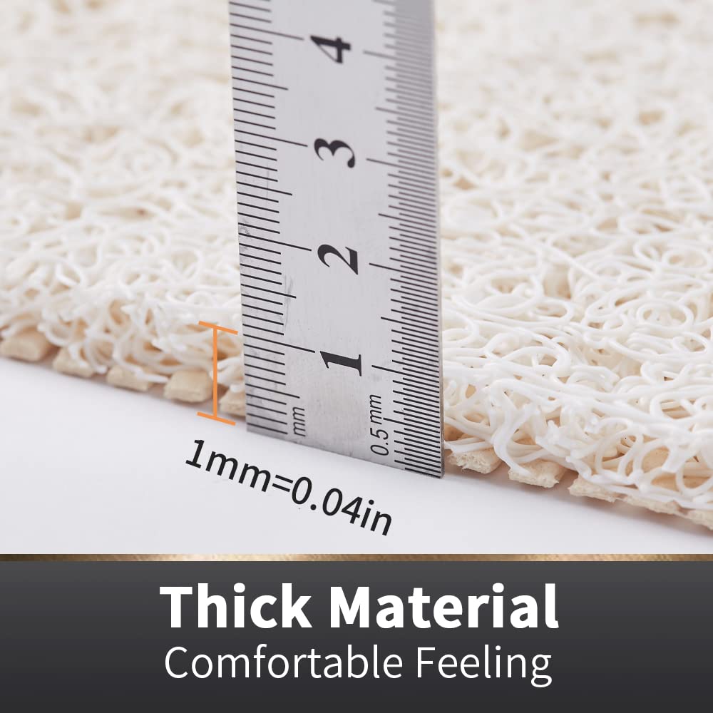 Asvin Soft Textured Bath, Shower, Tub Mat, 47X16 Inch, Phthalate Free, Non Slip Comfort Bathtub Mats With Drain, Pvc Loofah Bath