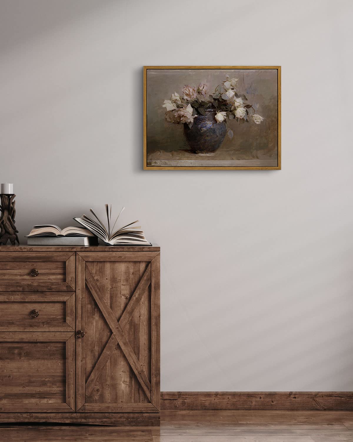 InSimSea Canvas Wall Art Room Decor Roses by Abbott Handerson Thayer Rustic Style Artwork Framed Wall Art Paintings Prints Kitchen Bathroom Office Farmhouse Wall Decor 12x16in