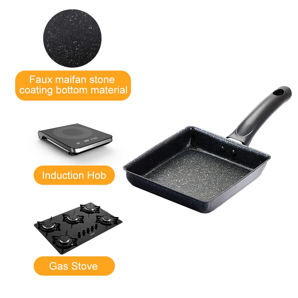 Loqjss Tamagoyaki Pan Non Stick Japanese Omelette Pan,Cast Iron Rectangle Tamago Pan Small Frying Pan, Tamagoyaki Eggs Pan - Ome