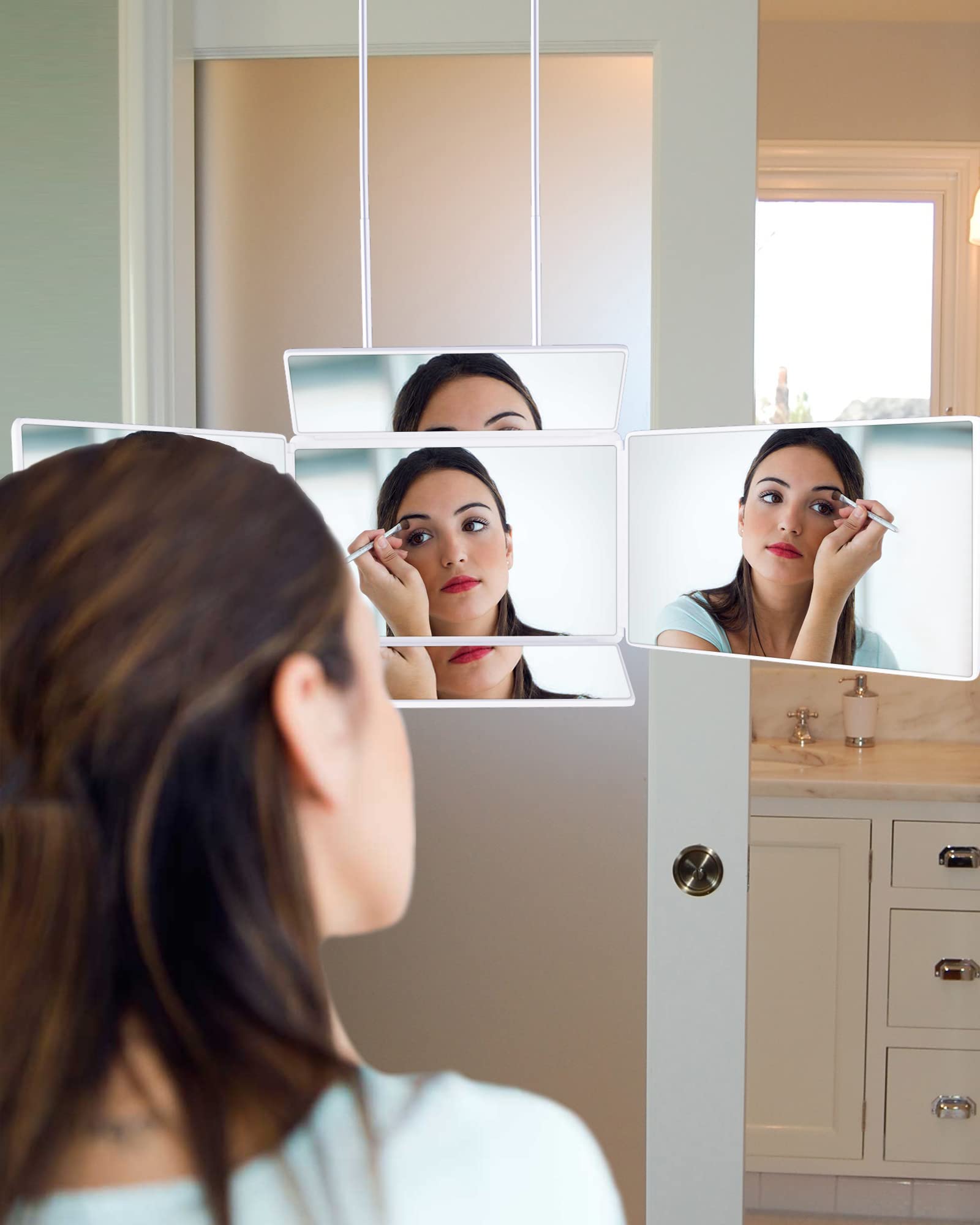 5 Way Mirror, Barber Mirror For Self Hair Cutting, 360 Mirror For Men Shaving, Makeup Mirror With Height Adjusta For Braiding Ha