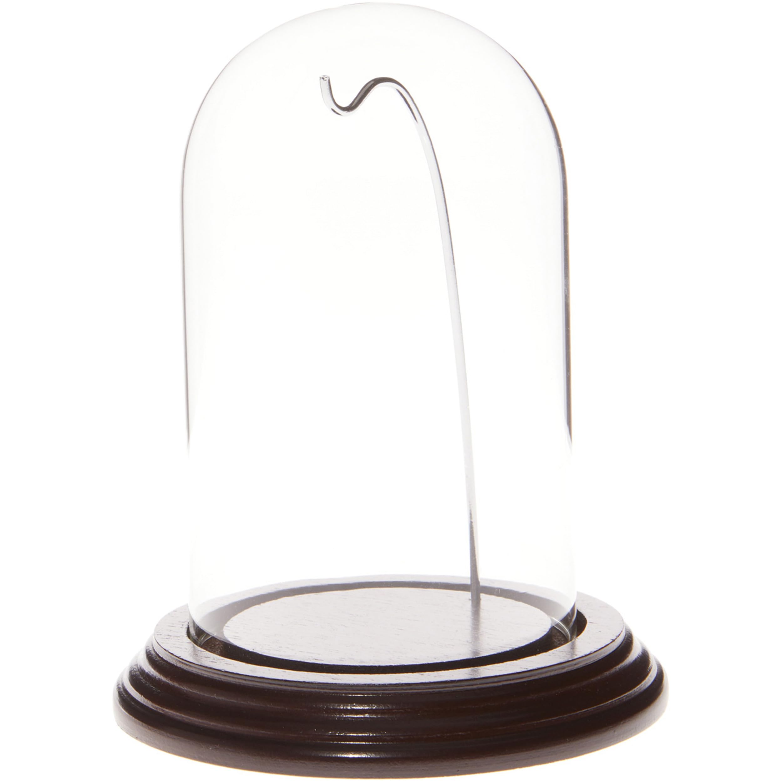 Plymor 3 x 5 Watch Glass Display Dome Cloche (Dark Mahogany Veneer Base & Silver Wire)
