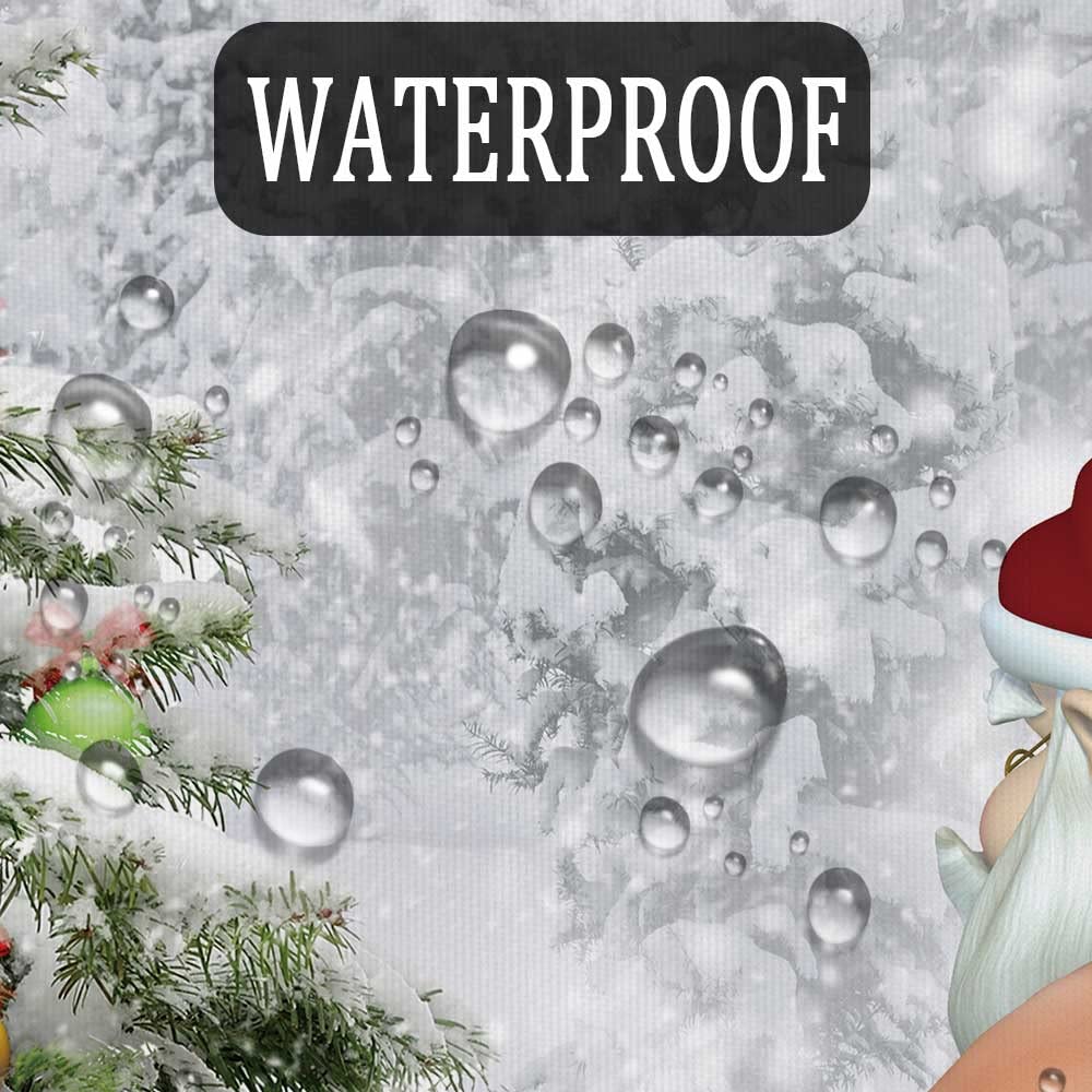 Merchr Funny Christmas Santa Claus Shower Curtain, Christmas Tree Winter Forest Snowflake Bathroom Curtains, Durable Waterproof
