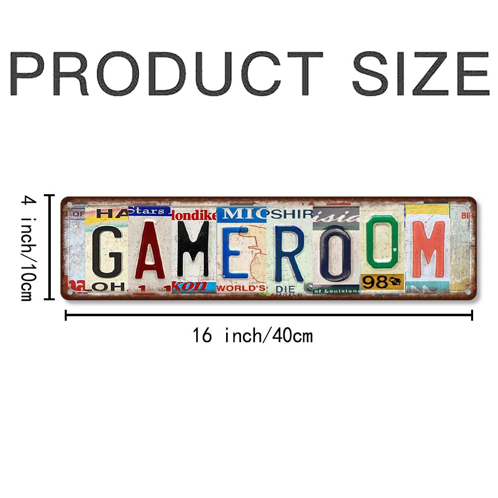 Game Room Metal Sign - Retro Aluminum Tin Wall Decor 4x16 Inch - Arcade Man Cave Basement Decor