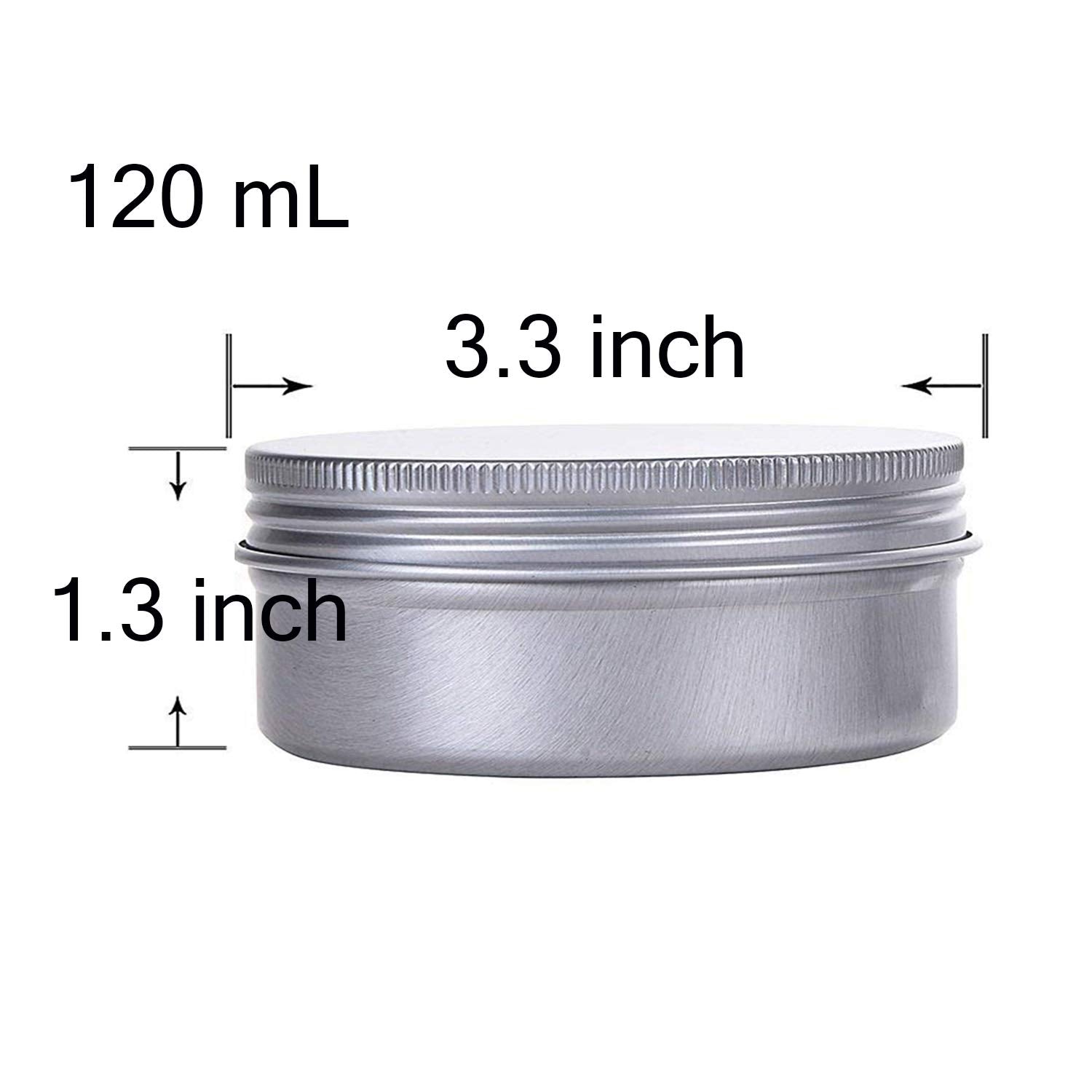 4 Ounce Aluminum Tin Jar Refillable Containers 120 Ml Aluminum Screw Lid Round Tin Container Bottle For Cosmetic,Lip Balm, Cream