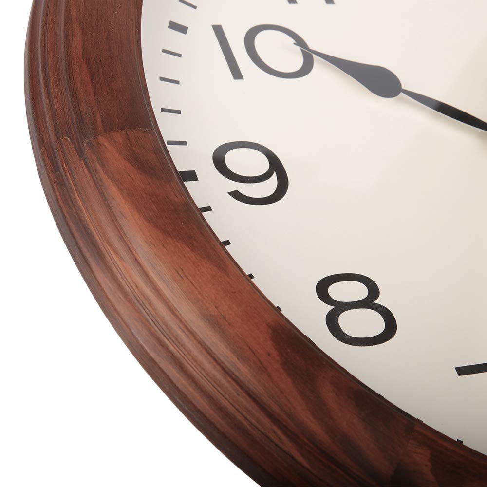 Harris & Co. Clockmasters Vintage Classic Design Analog Wall Clock- 14 Inch (Wooden Dark Teak Frame & Hd Clear Glass) (Silent Sw
