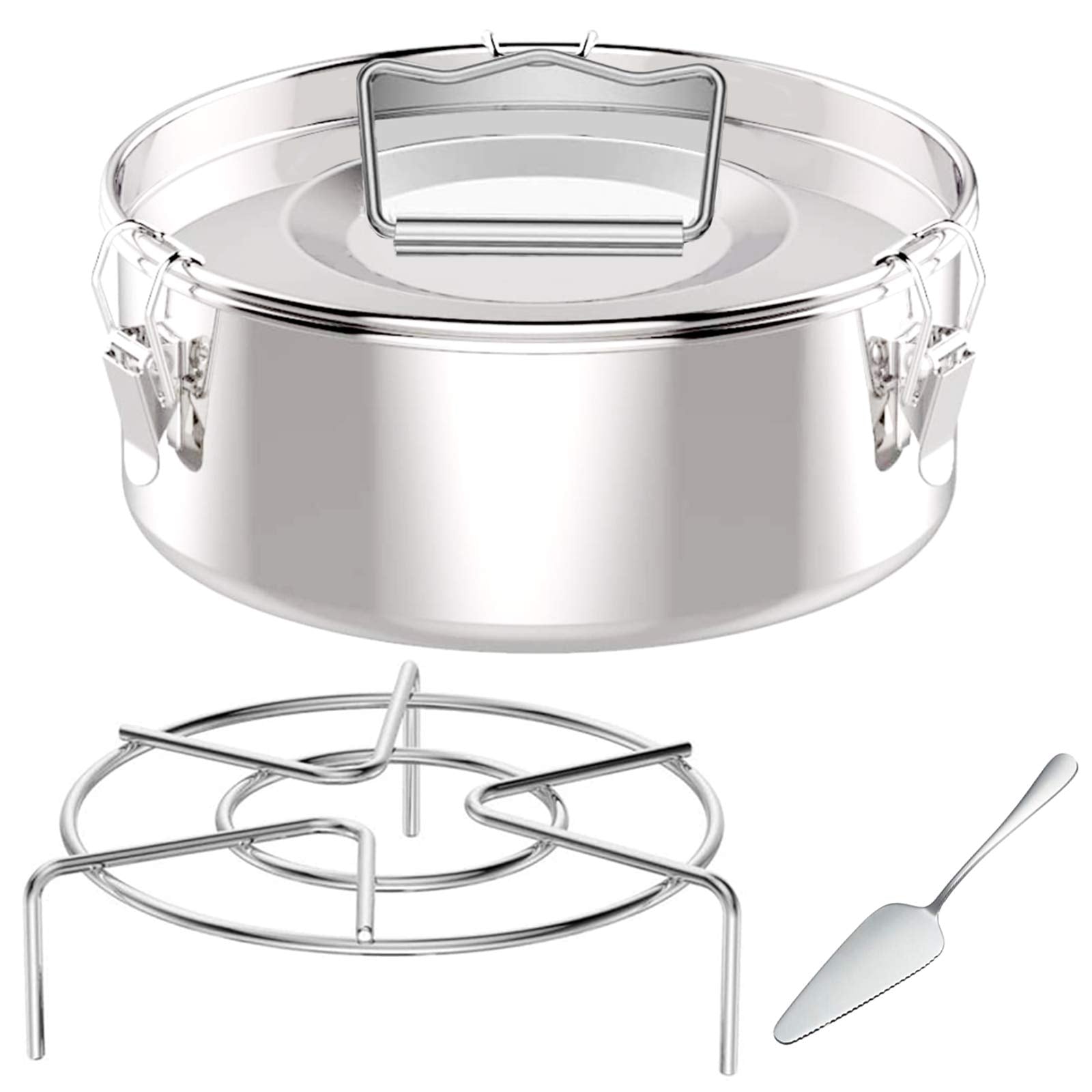 Flan Mold with Lid, Stainless Steel Flan Pan for Instant Pot 6QT(3QT, 8QT Avail)  Flanera Flan Maker Come with Rack and Spatula