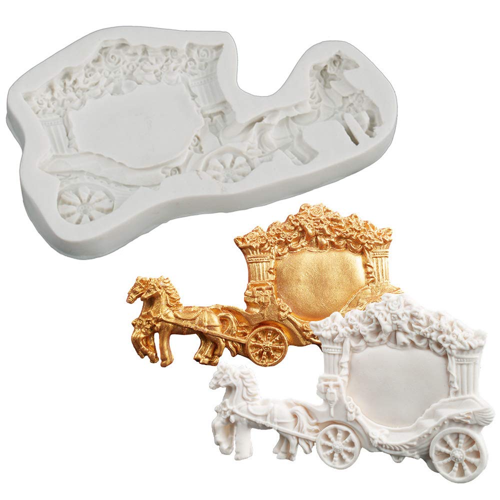 Horse Carriage Silicone Fondant Mold Romantic Sugarcraft Wedding Cake Decorating Gum Paste Tools Candy Chocolate Polymer Clay Mo