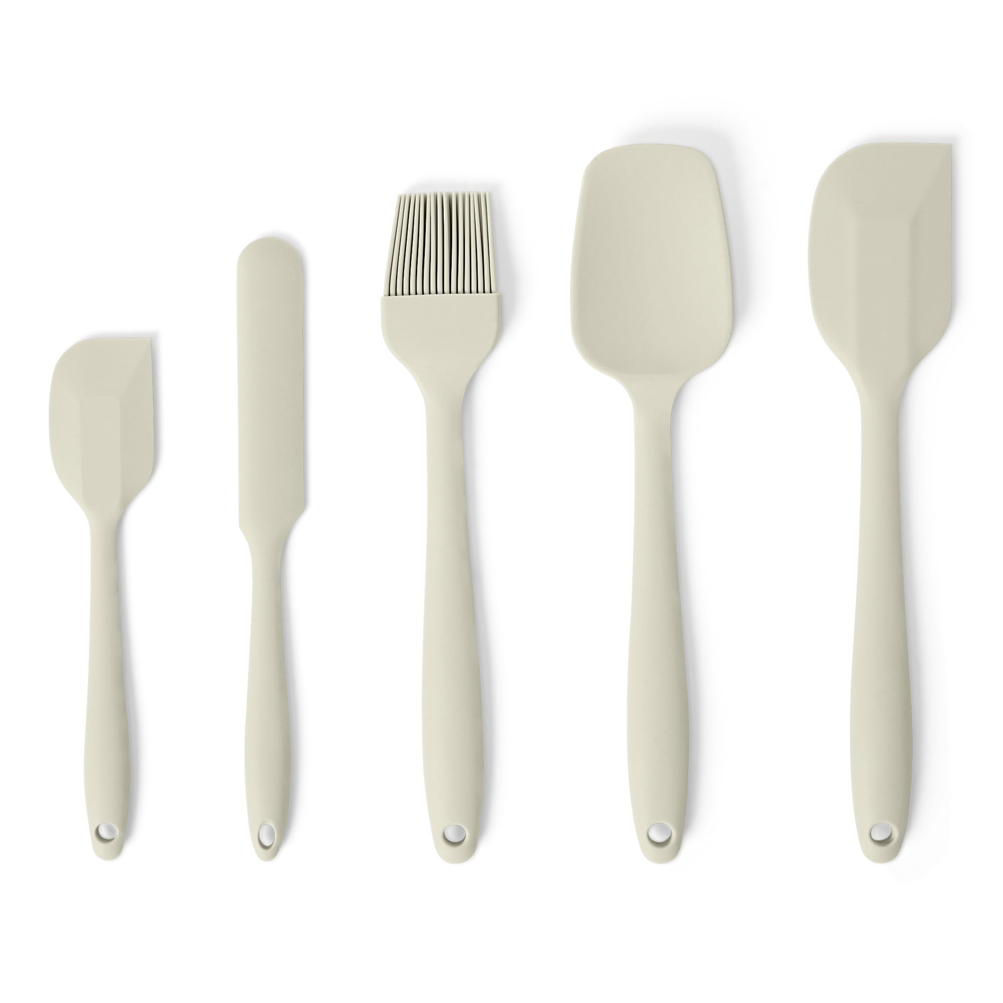 Amazon Basics Silicone Spatulas, 5Piece Set, HeatResistant, FoodGrade, BPAFree, NonSlip Handle, Safe for Nonstick Cookware,