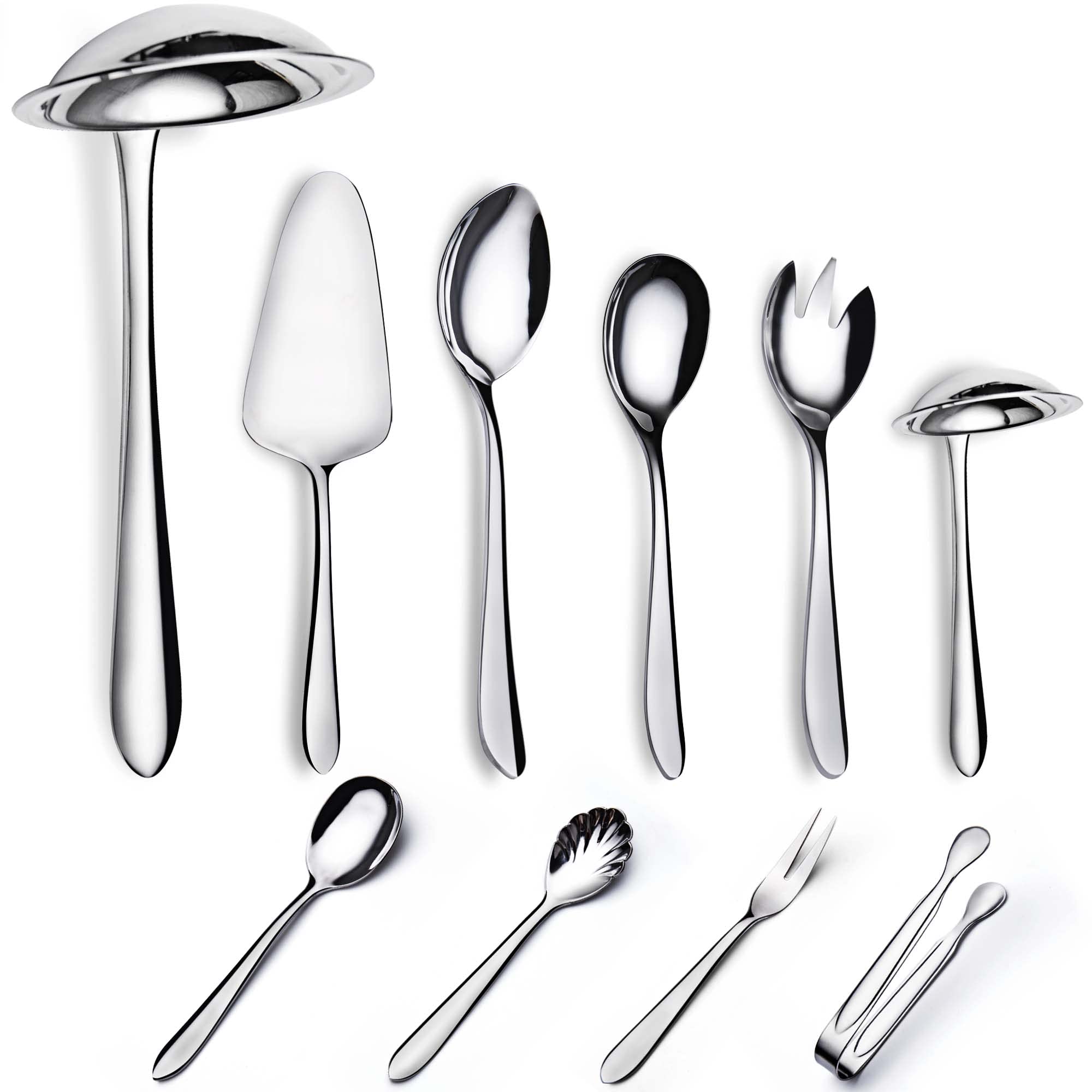 10 Piece Stainless Steel Serving Utensils Set, Serving Spoon, Soup Ladle, Salad Spoon And More, Serving Set, Flatware Set, Buffe