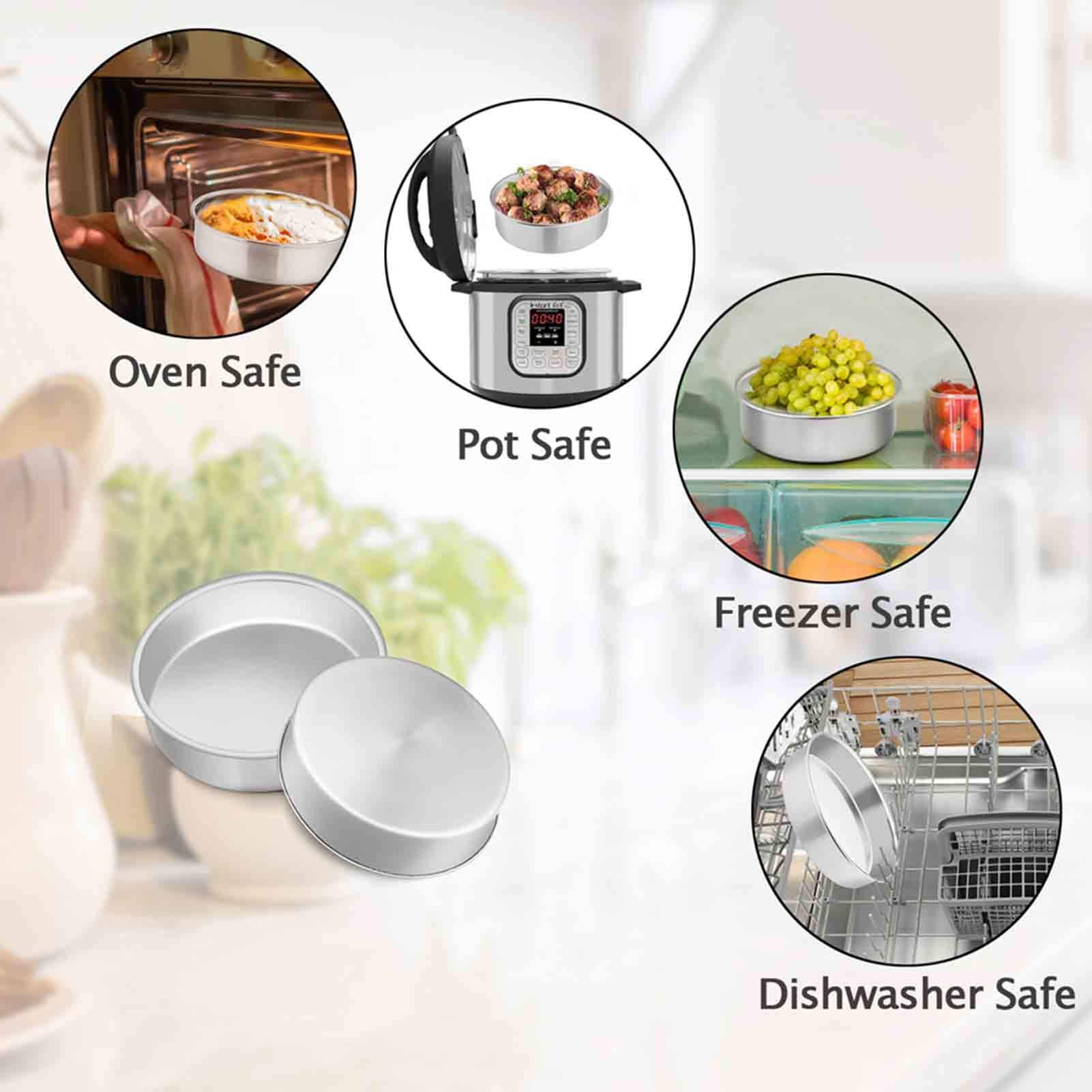 Teamfar 6 Inch Cake Pan, 2 Pcs Round Tier Cake Pan Set Stainless Steel For Baking Steaming Serving, Fit In Oven Pot Air Fryer, H