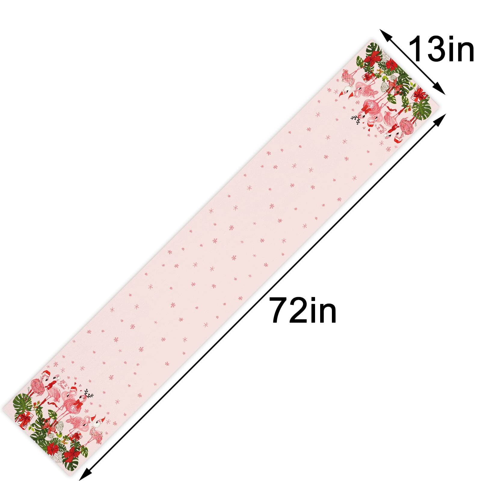 Linen Pink Hawaiian Tropical Flamingo Christmas Table Runner 72 Inches Long Hawaii Beach Christmas Xmas Winter Holiday Home Kitc