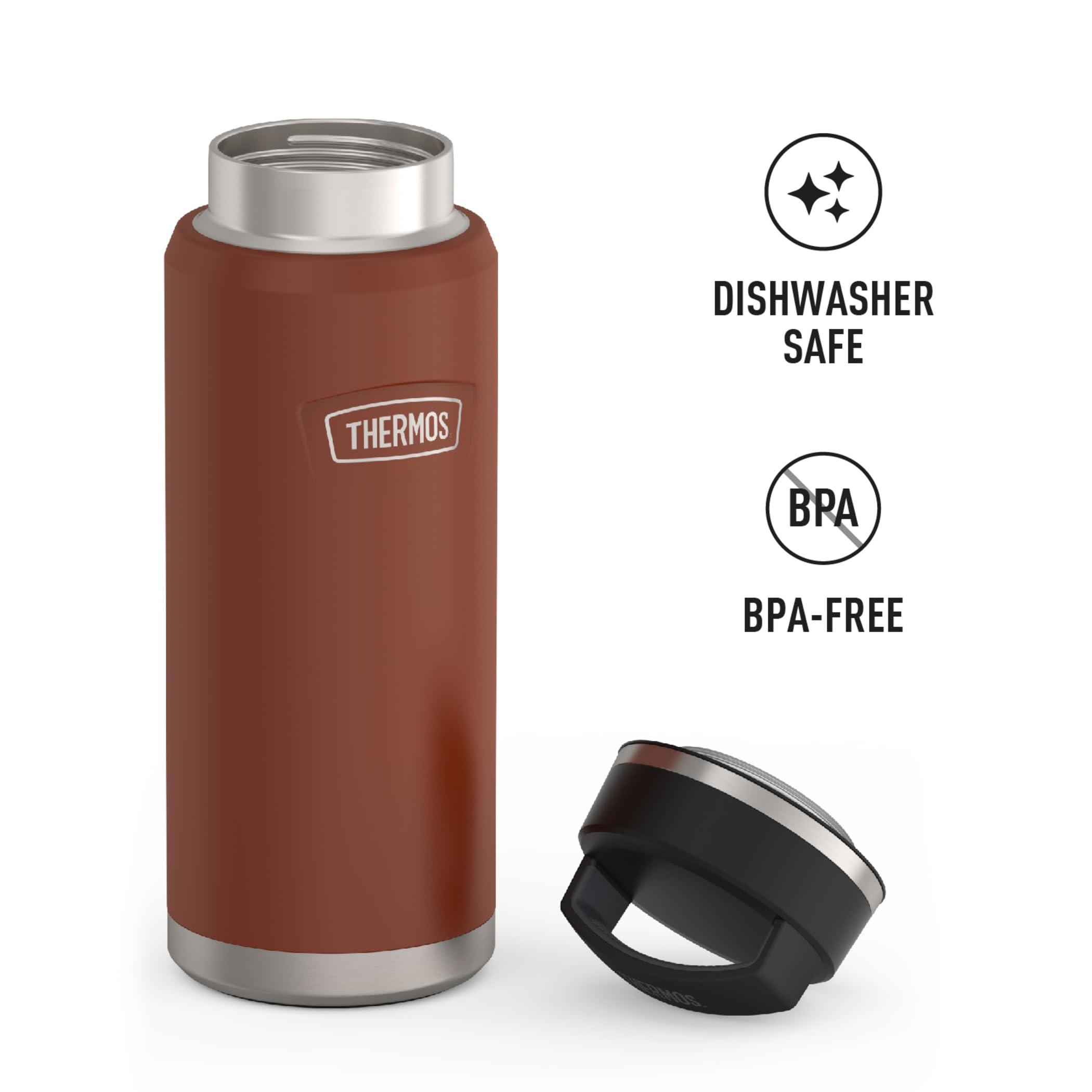 Thermos Icon Series Water Bottle With Screw Top Lid - 40 Ounce, Saddle - Stainless Steel Vacuum Insulated Water Bottle With Lid